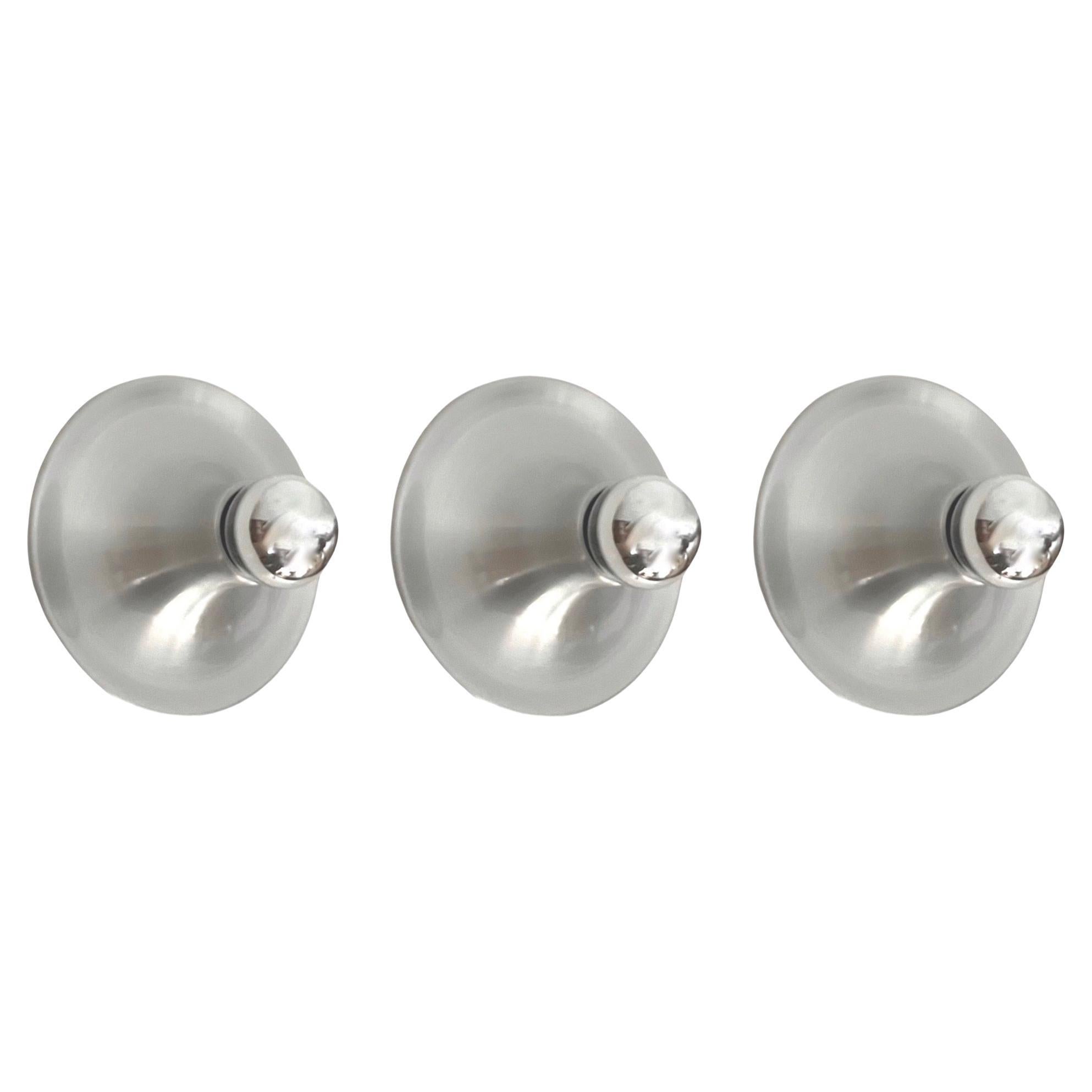 Mid-Century Italian Set of Three Metal Wall Sconces by Targetti Sankey, 1970s For Sale