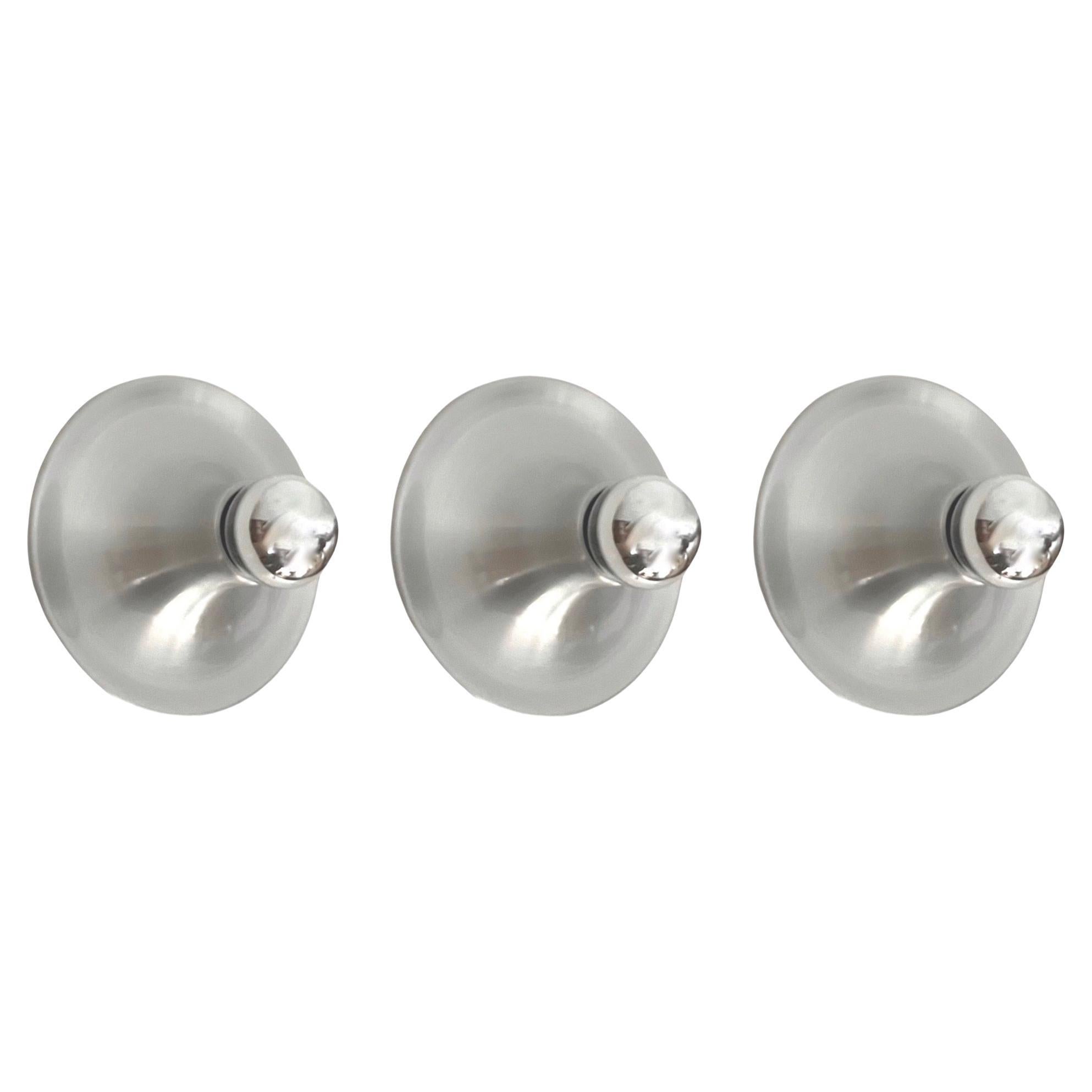 Mid-Century Italian Set of Three Metal Wall Sconces by Targetti Sankey, 1970s