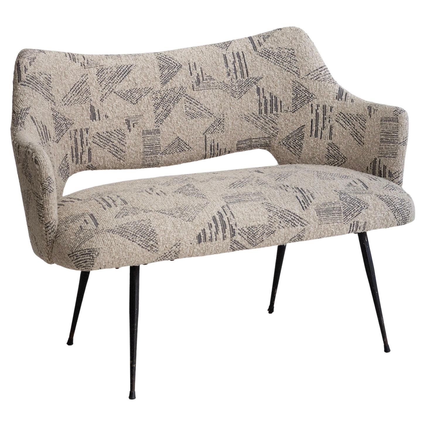 Midcentury Italian Settee in a 'Holly Hunt' Patterned Bouclé