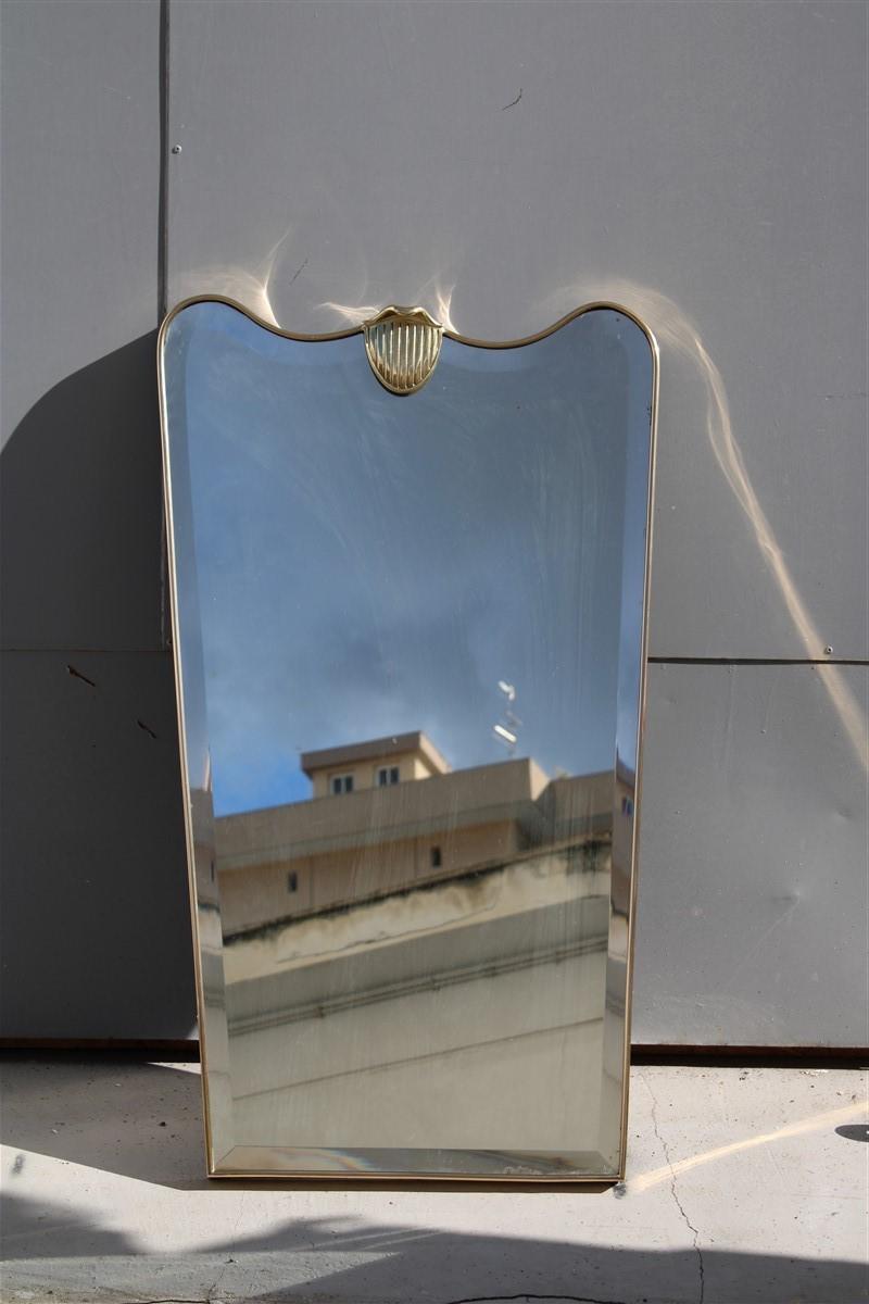 Mid Century Italian Shaped Mirror in solid Brass and ground mirror  11