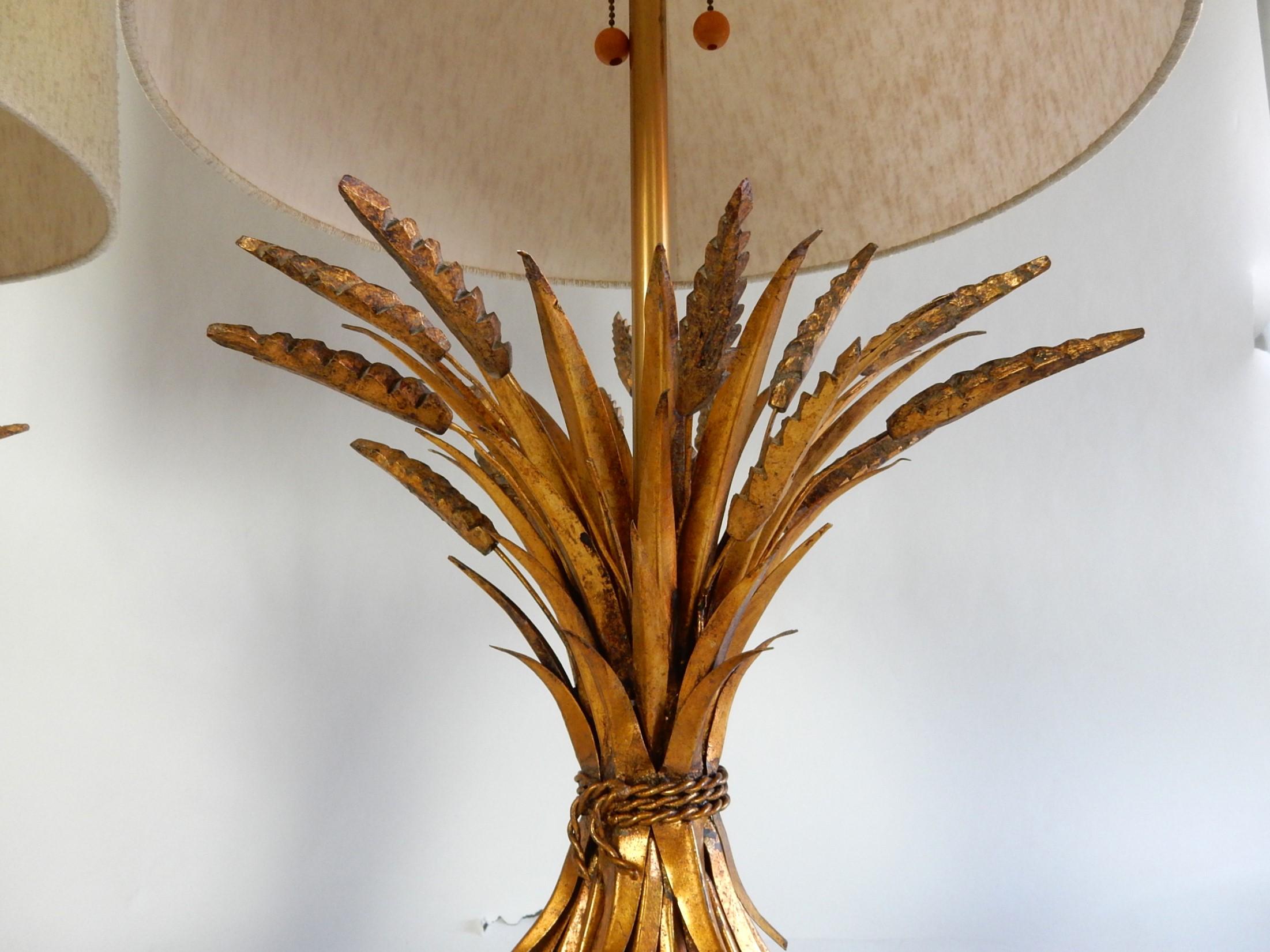 Italienische vergoldete Mid-Century-Tischlampen aus Weizengarn mit Blattgold von The Marbro Lamp CO. im Angebot 2
