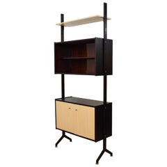 Midcentury Italian Shelf or Room Divider by BR Italia Metal and Wood, circa 1960