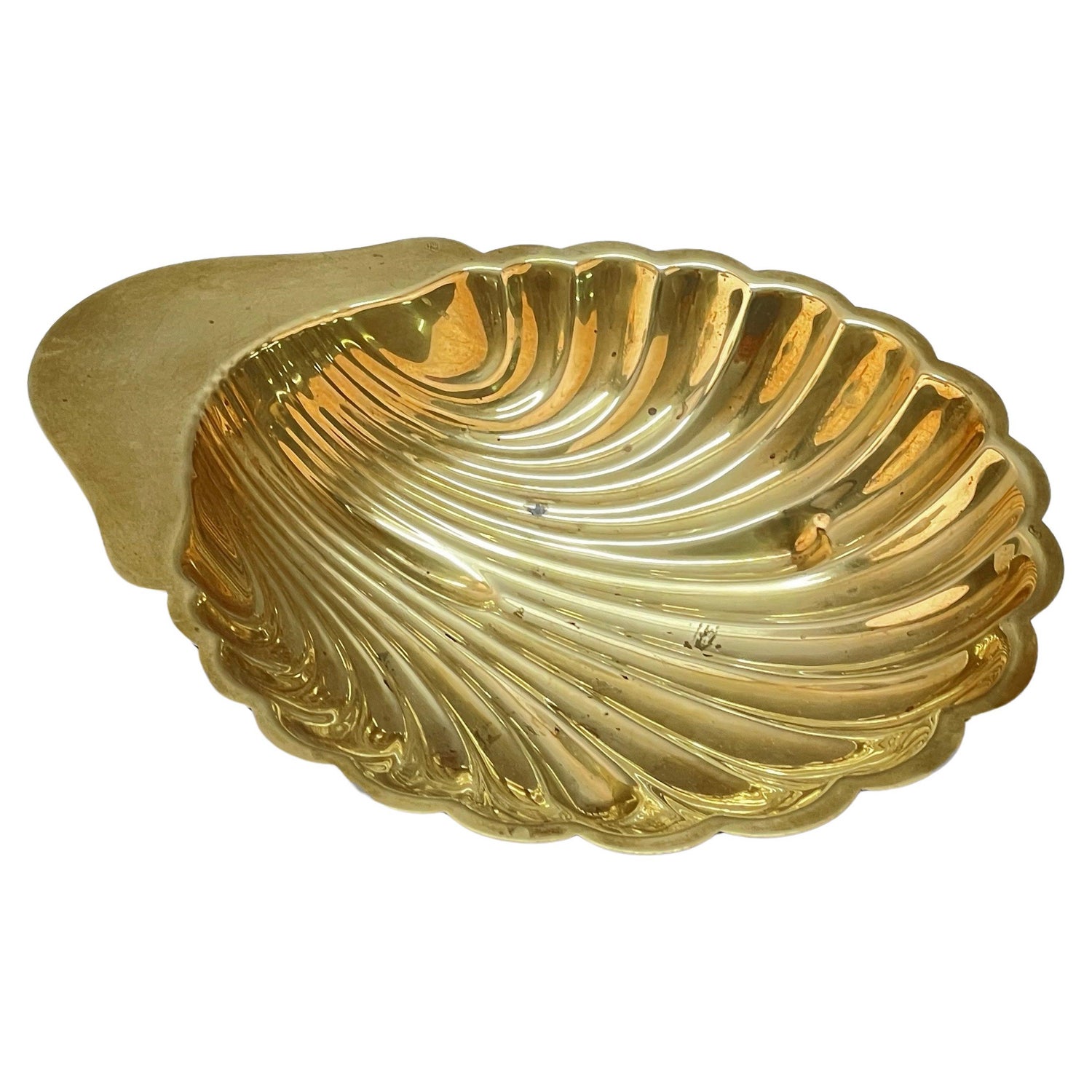Brass Clam Shell Bowl Mid Century Modern Home Decor 