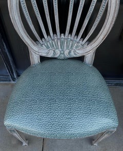 Mid-Century Italian Side Chairs W/ Swedish Gustavian Styling Faux Chintz - Pair