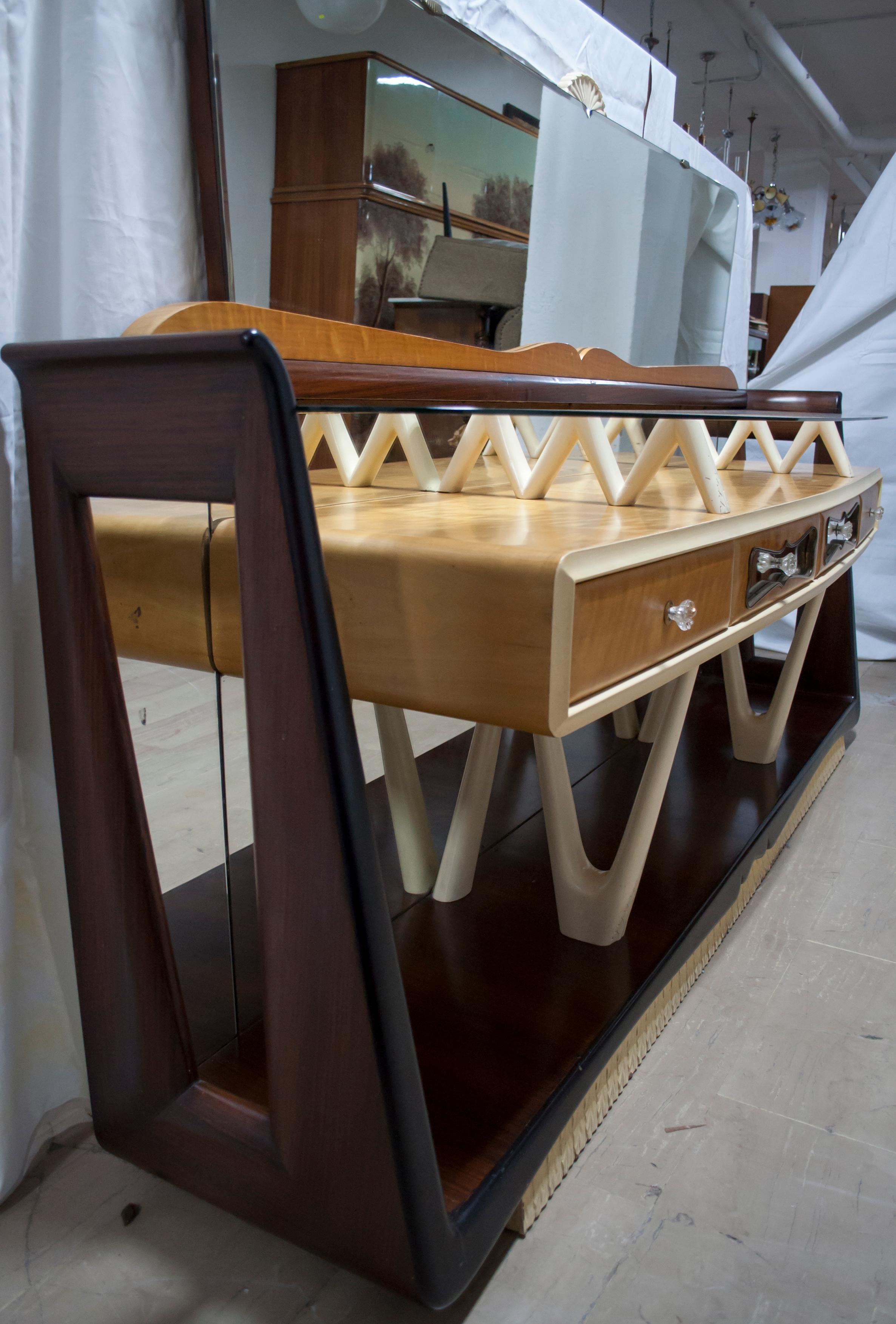 After Osvaldo Borsani Midcentury Italian Sideboard Console Table, 1950s For Sale 7