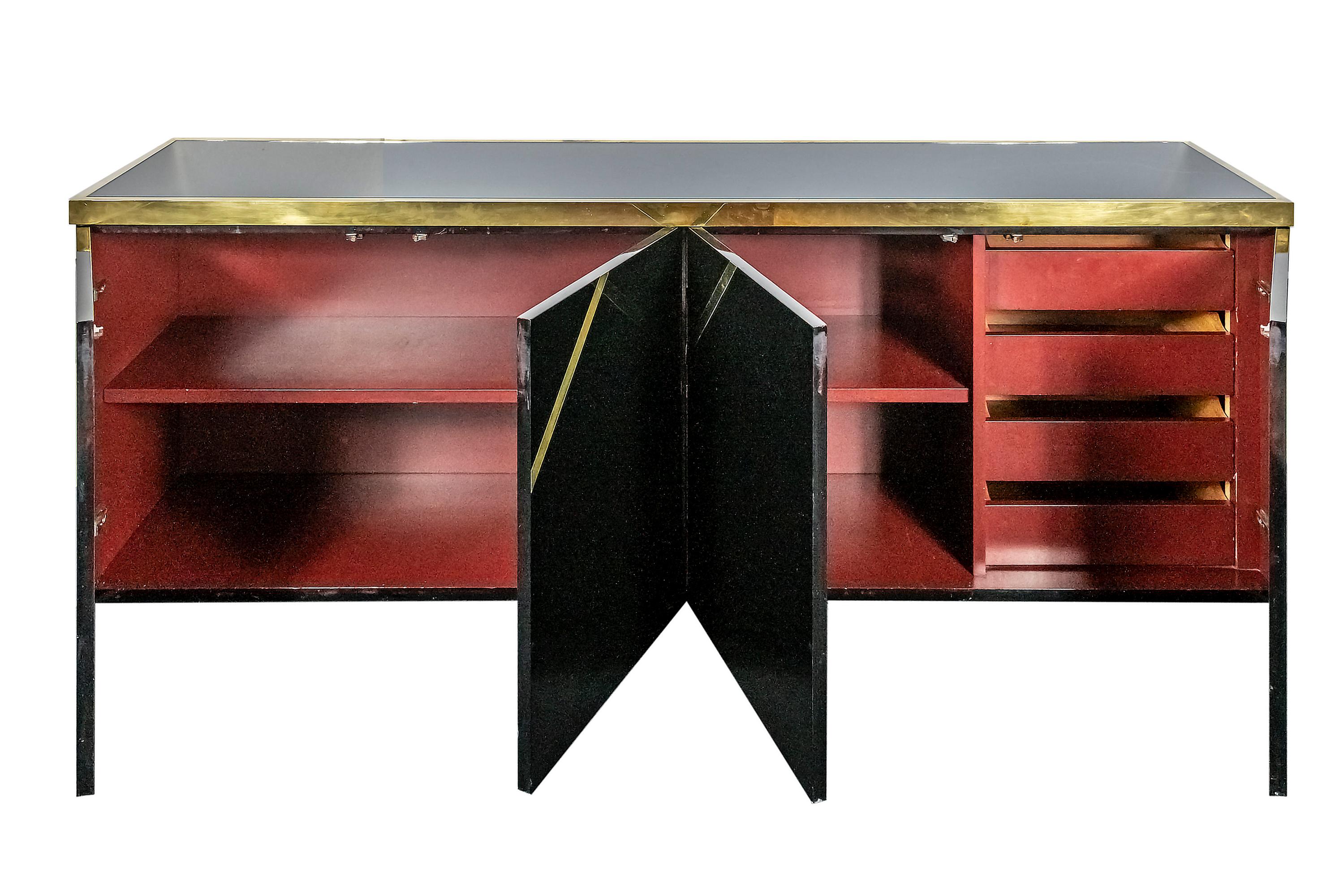 Mid-Century Modern Mid-Century Italian Sideboard in the Style of Willy Rizzo /Maison Jansen, 1970's For Sale