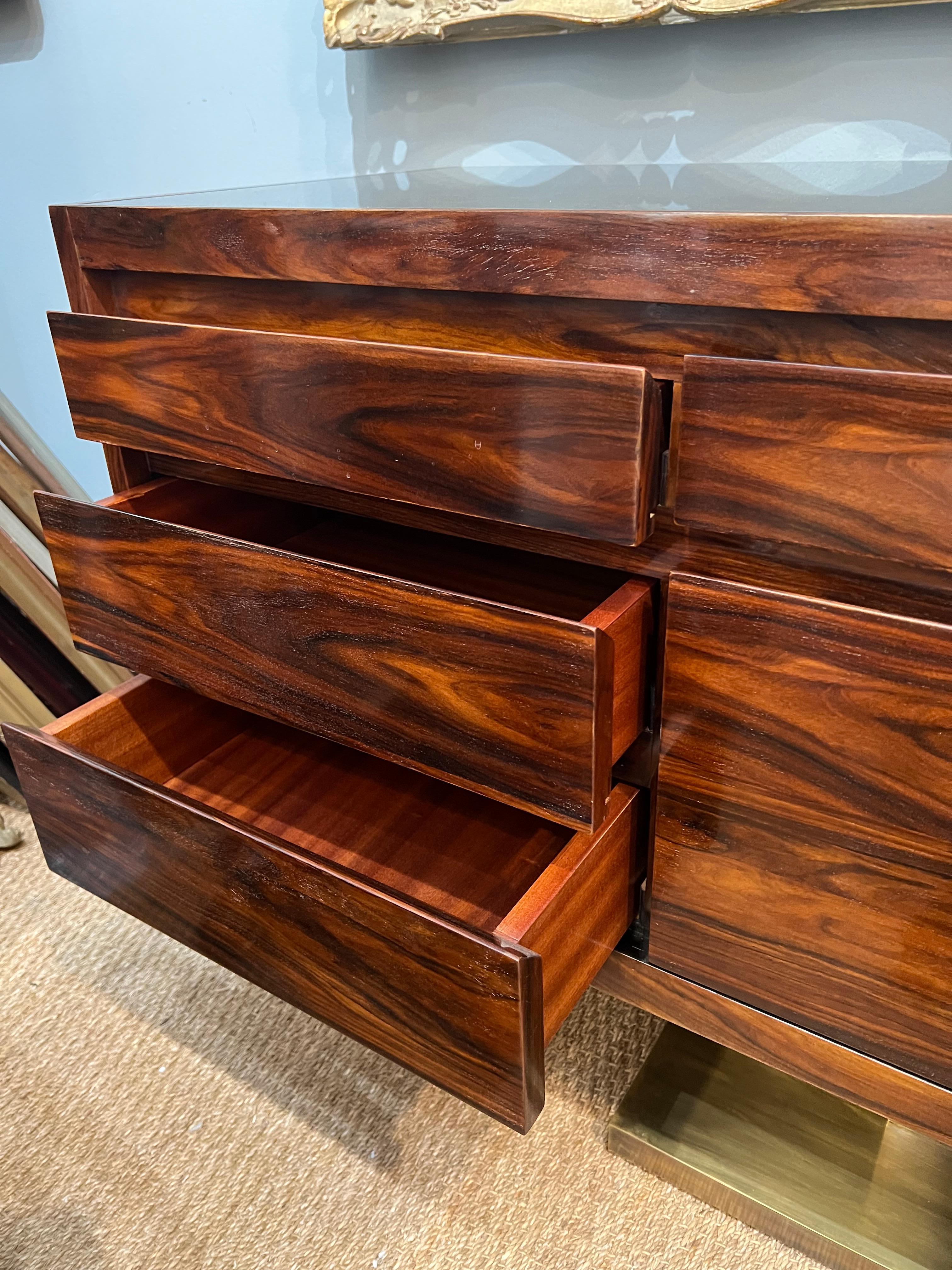 Mid-Century Italian Sideboard in Walnut with Chrome Base, c. 1970s For Sale 4