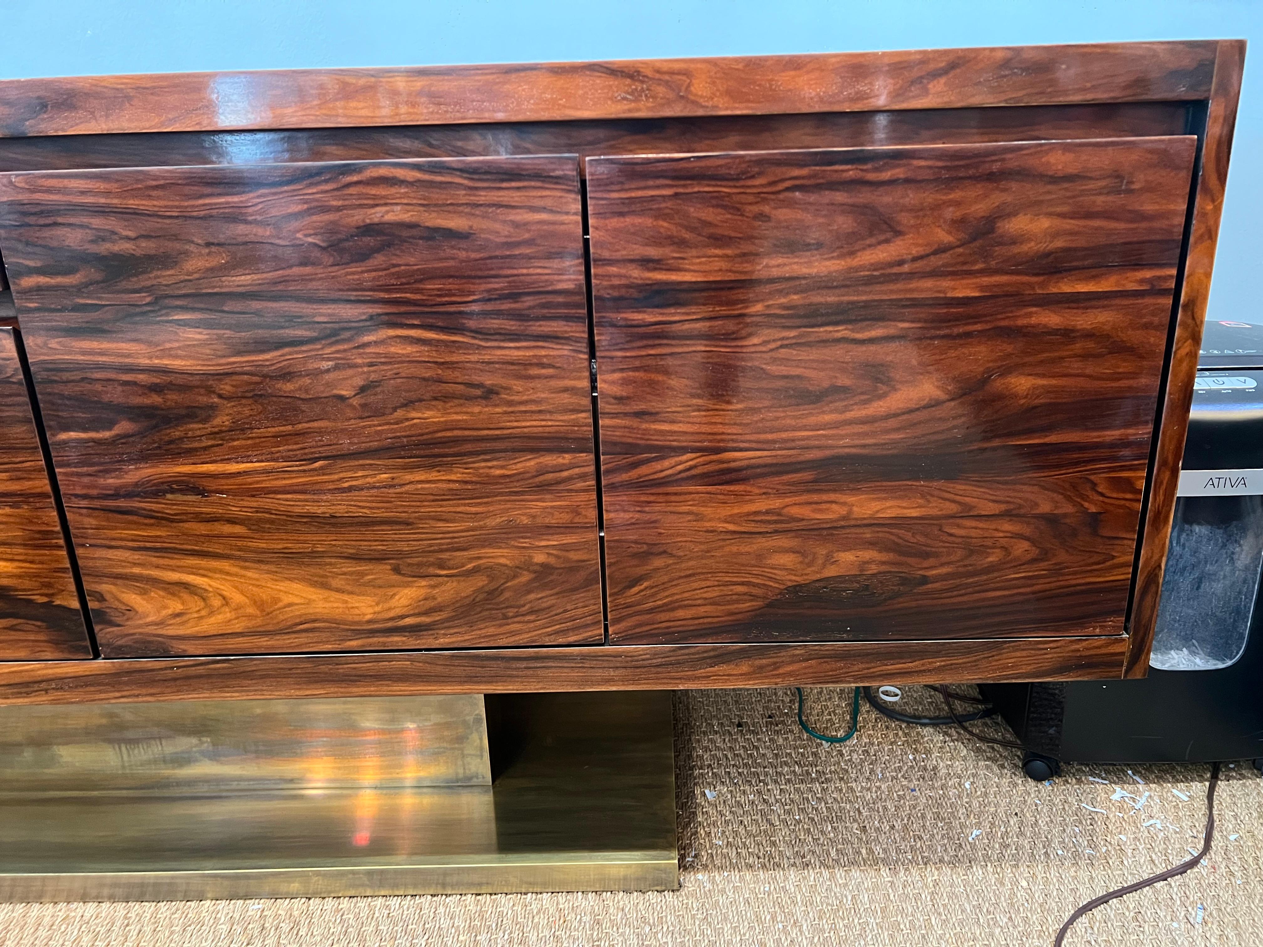 Late 20th Century Mid-Century Italian Sideboard in Walnut with Chrome Base, c. 1970s For Sale