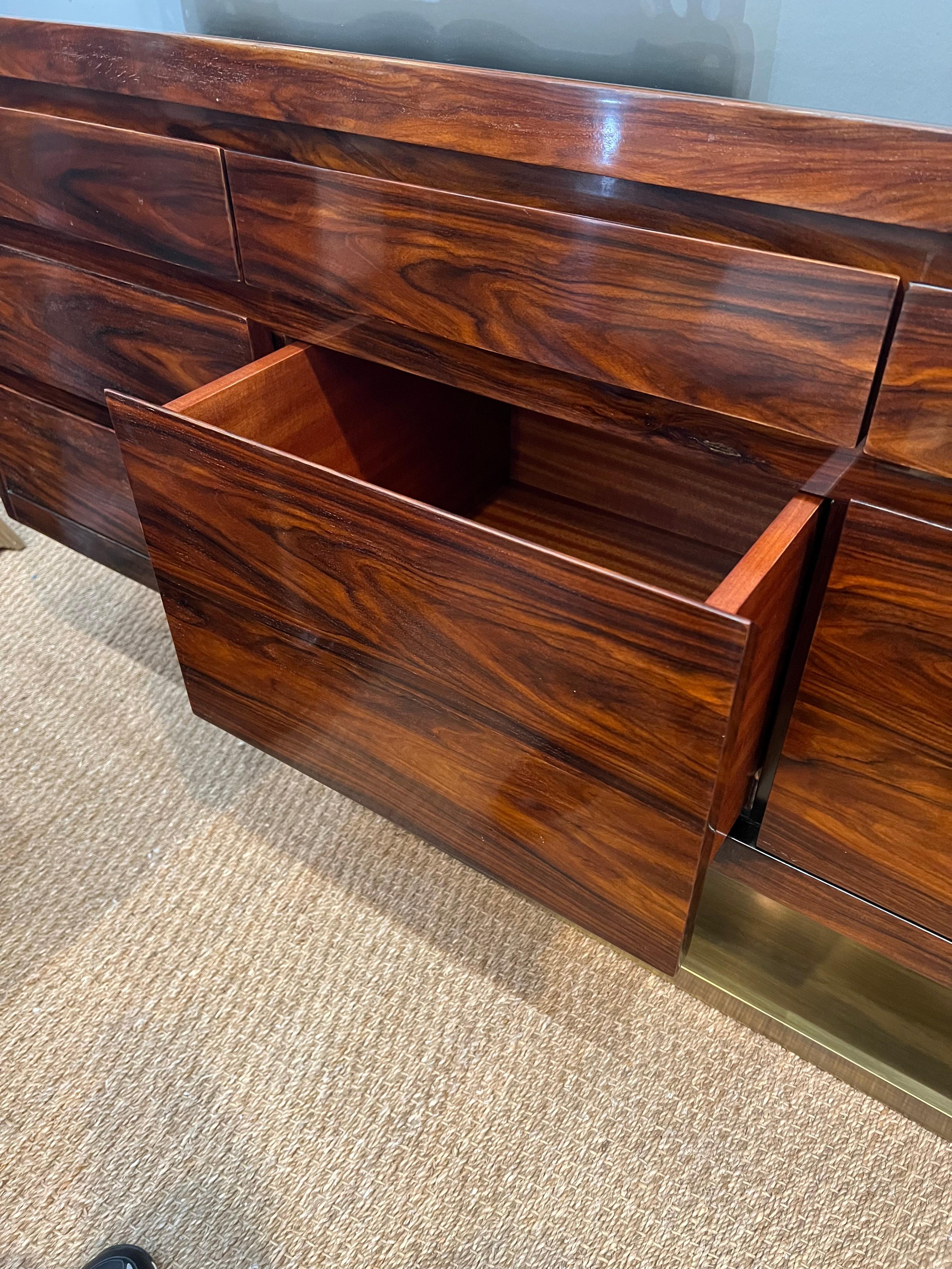 Mid-Century Italian Sideboard in Walnut with Chrome Base, c. 1970s For Sale 3