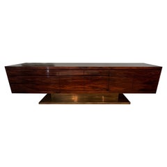 Mid-Century Italian Sideboard in Walnut with Chrome Base, c. 1970s