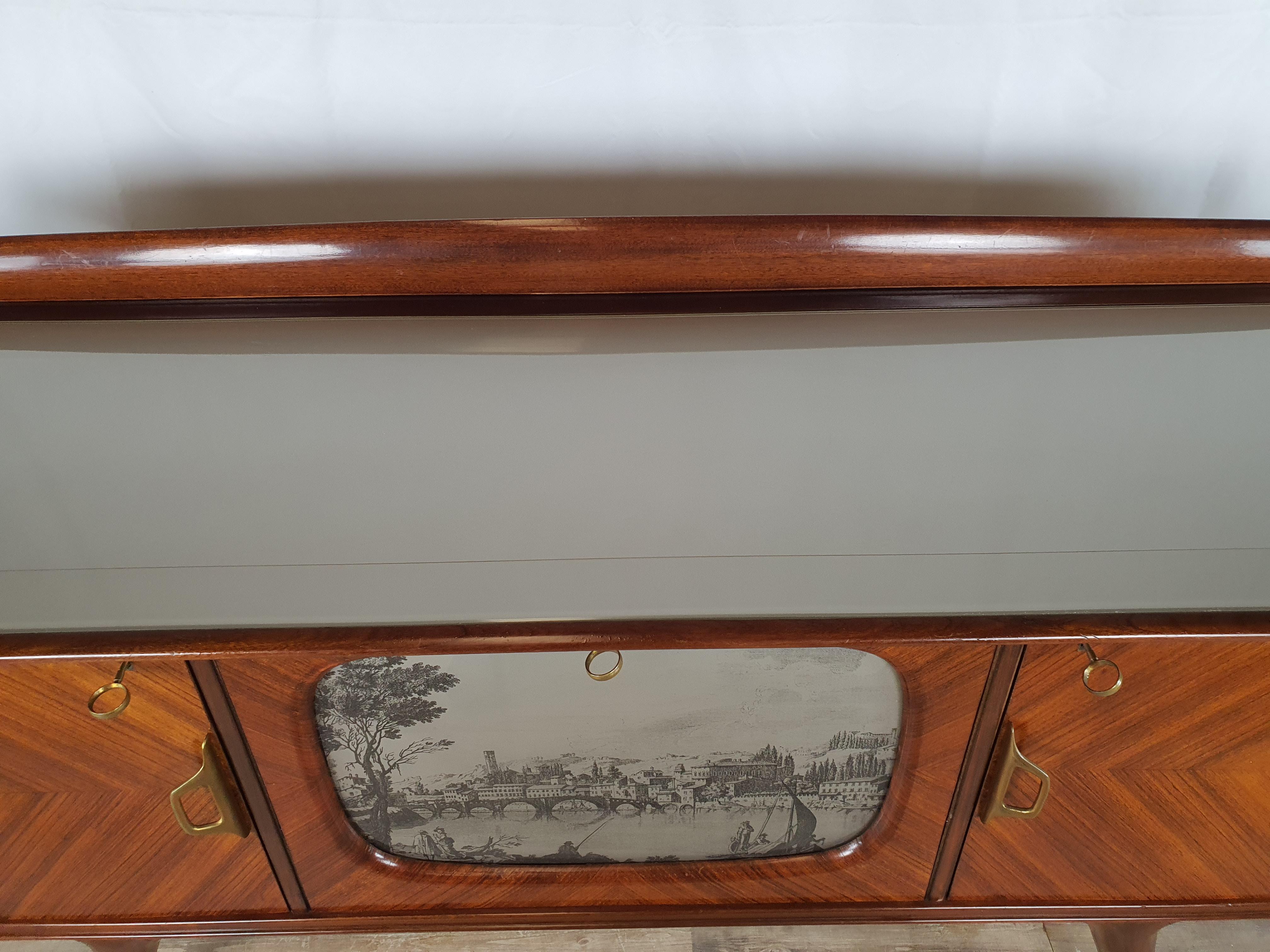 Mid-Century Modern Mid Century Italian Sideboard in Walnut with Flap Bar For Sale