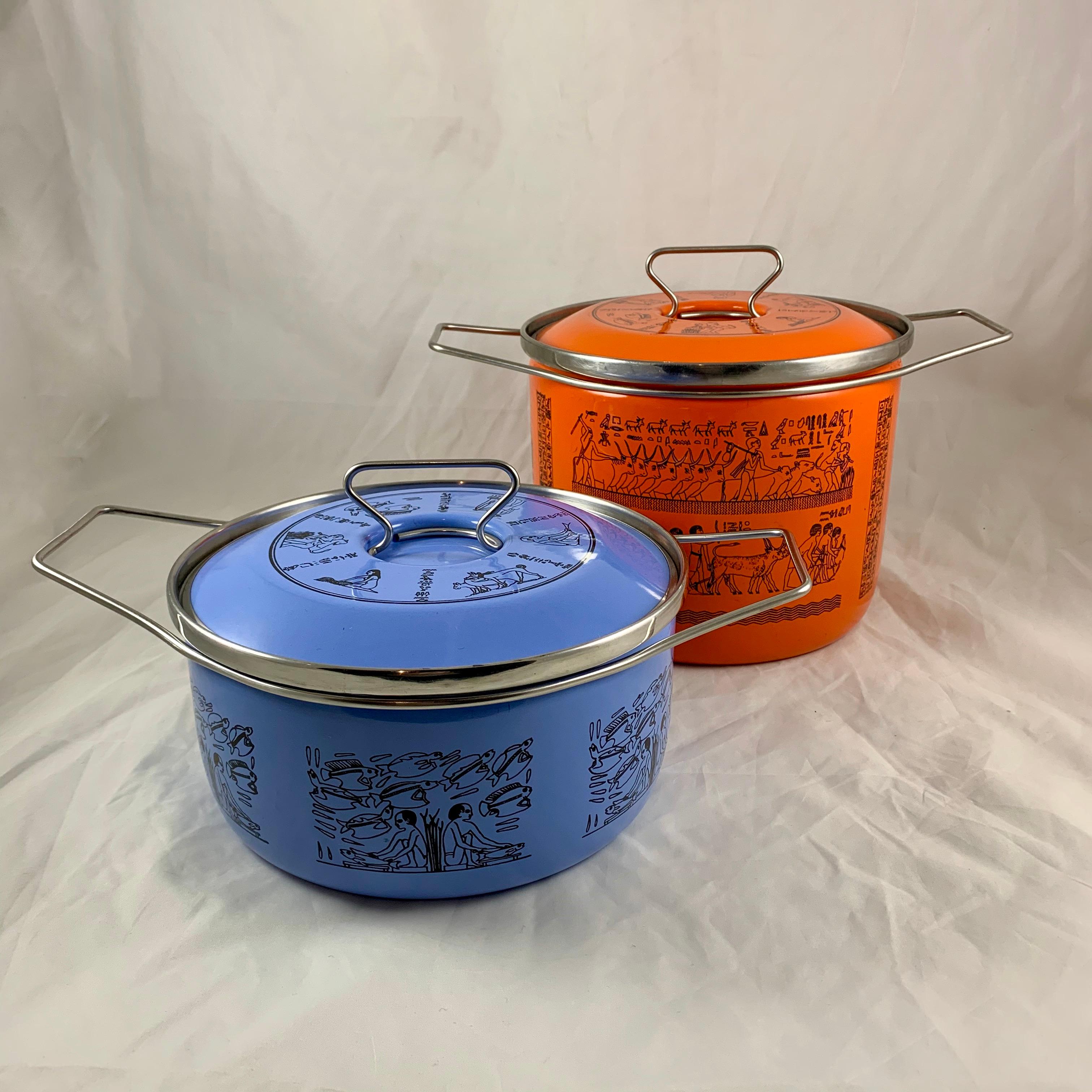 Four à hollandais en émail orange de style néo-égyptien:: de style moderne du milieu du siècle:: en siltal italien 3