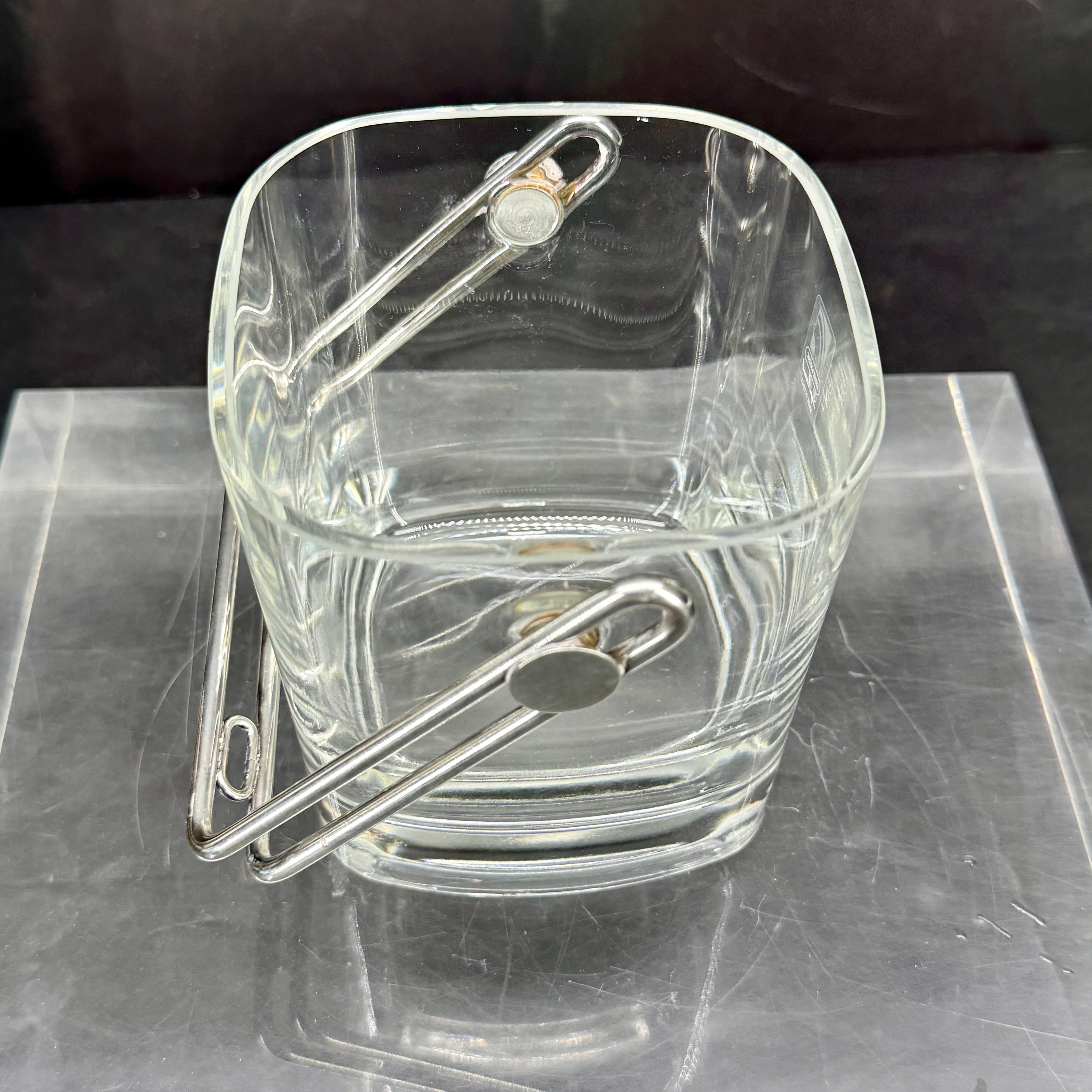 Mid-Century Italian Silver and Glass Ice Bucket by Luigi Bormioli. 4