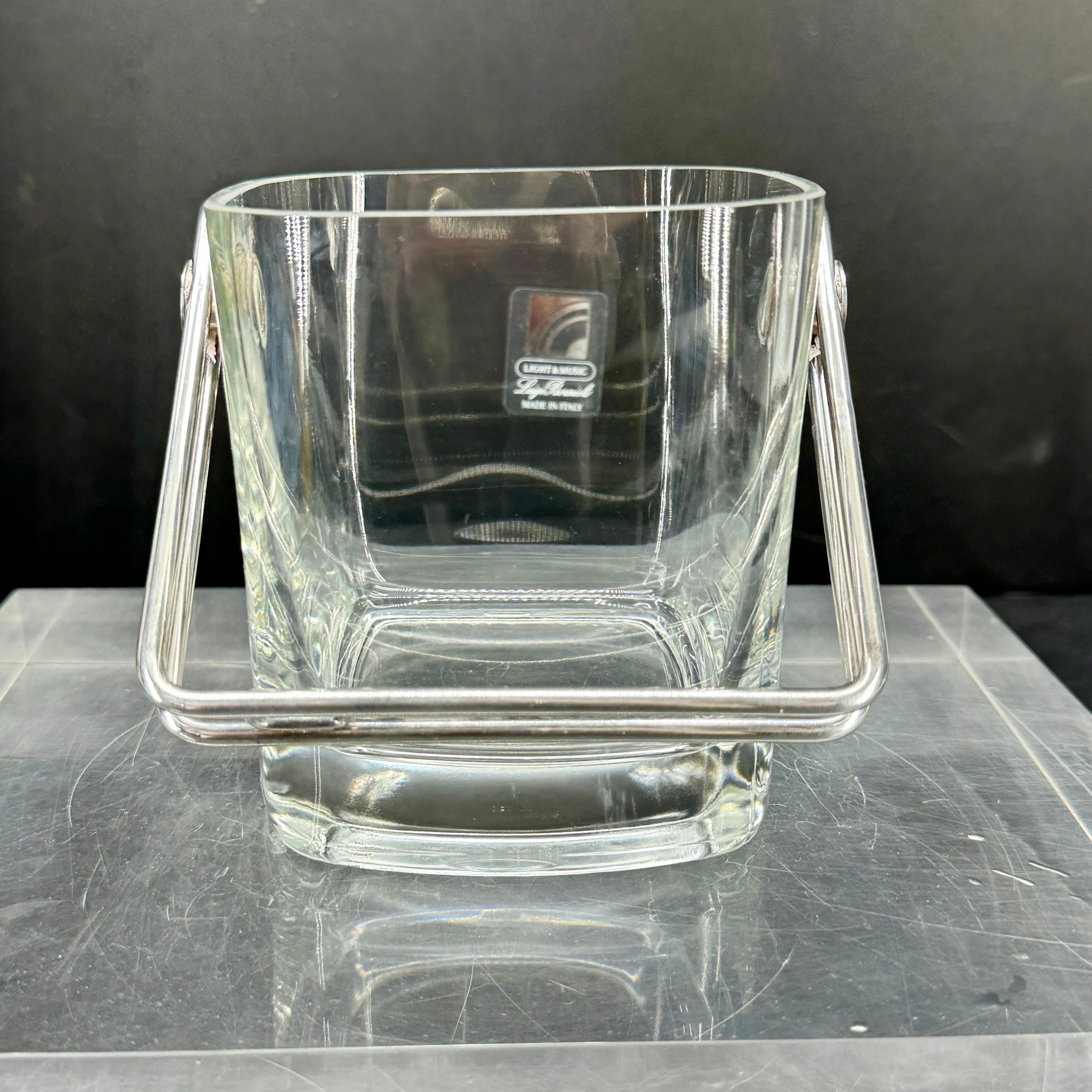 Mid-Century Italian Silver and Glass Ice Bucket by Luigi Bormioli. 6