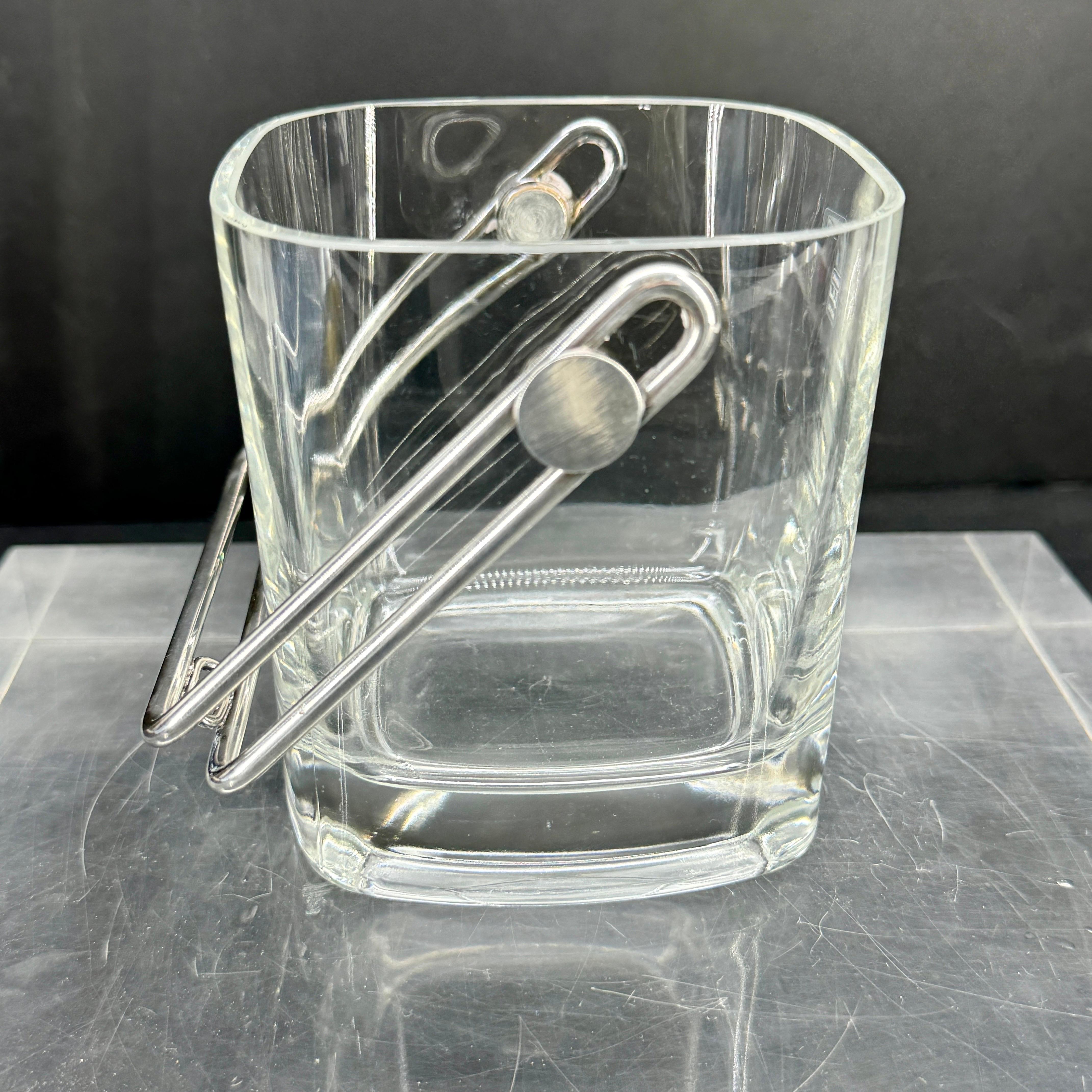 Mid-Century Italian Silver and Glass Ice Bucket by Luigi Bormioli. 7