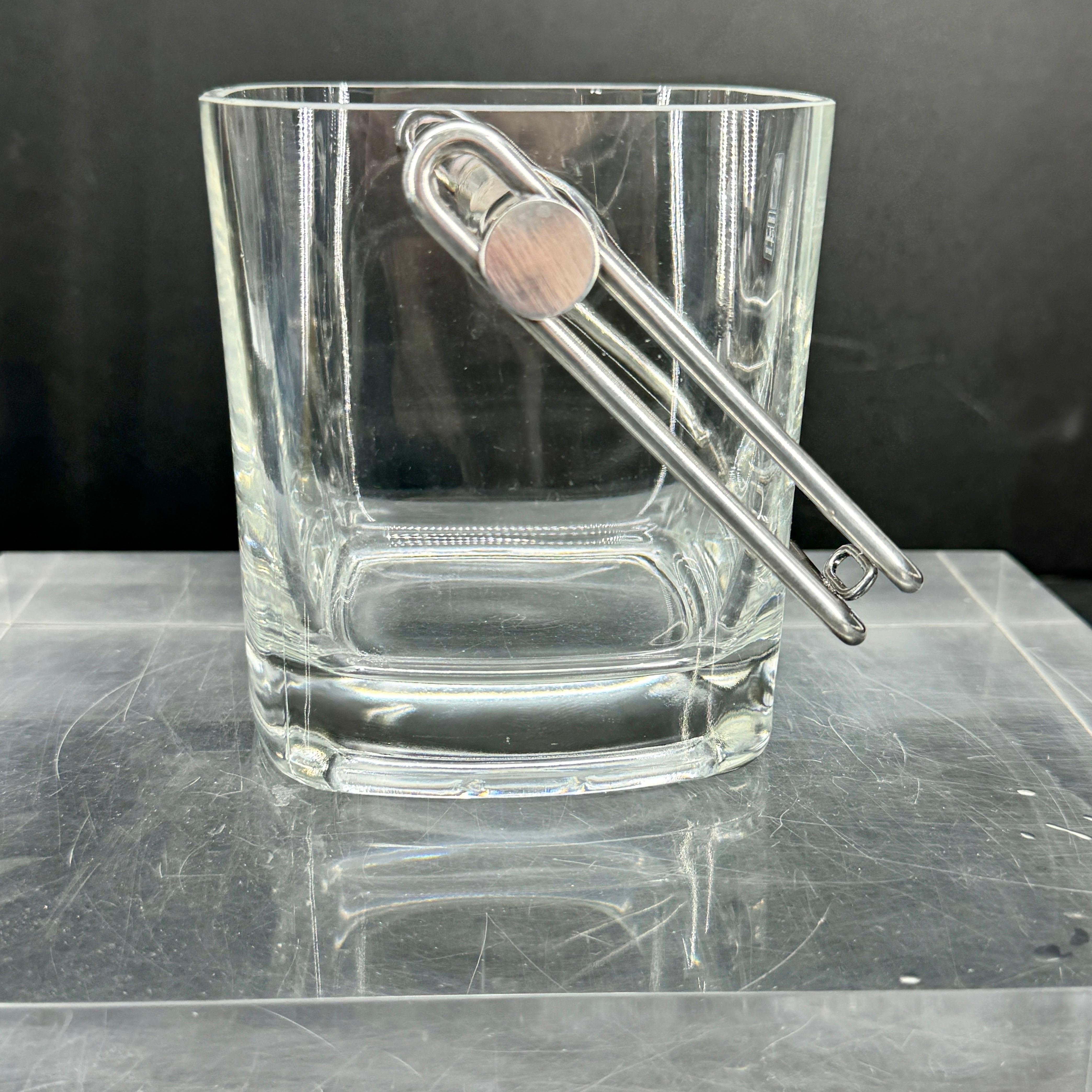 Mid-Century Italian Silver and Glass Ice Bucket by Luigi Bormioli. 8
