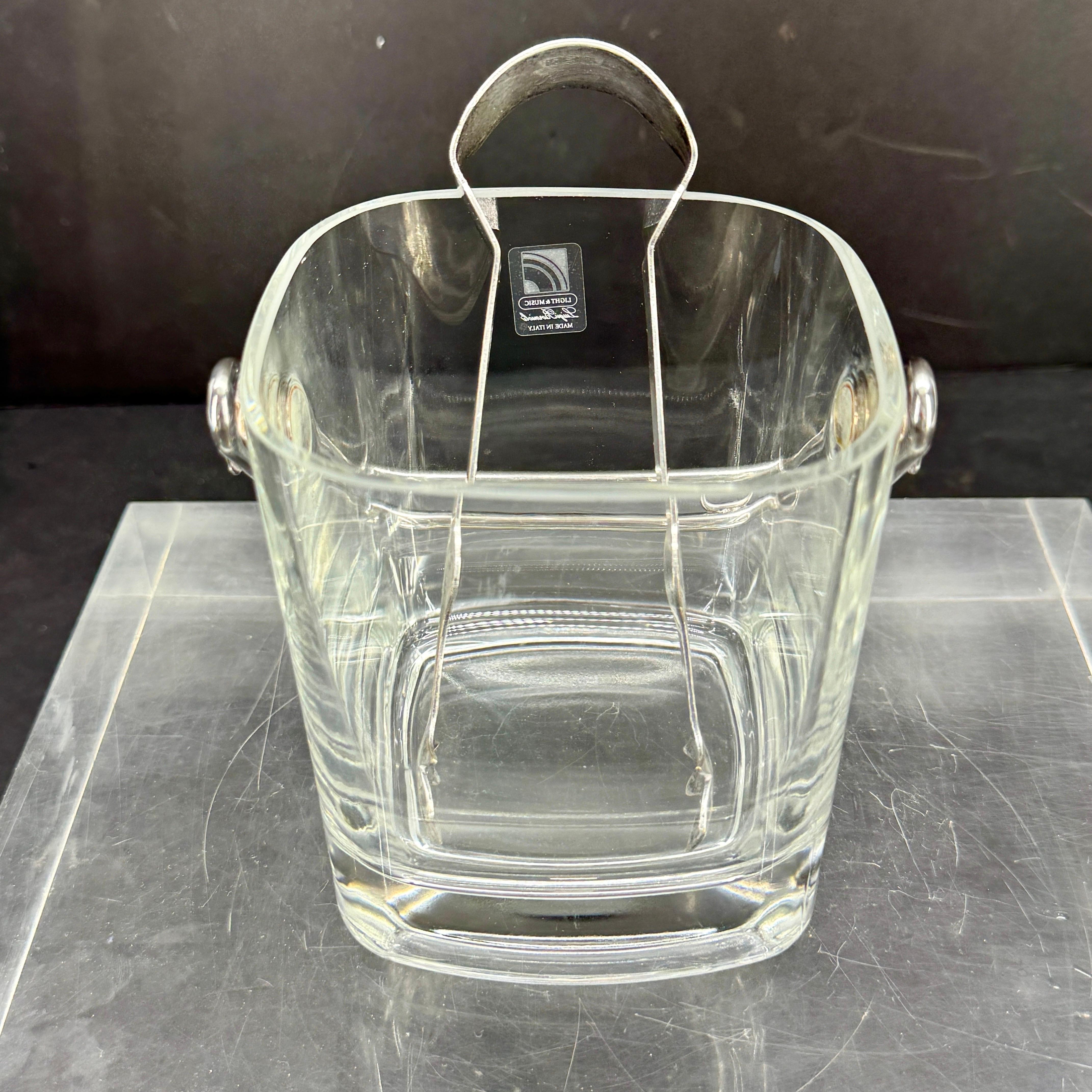 Mid-Century Italian Silver and Glass Ice Bucket by Luigi Bormioli. 12
