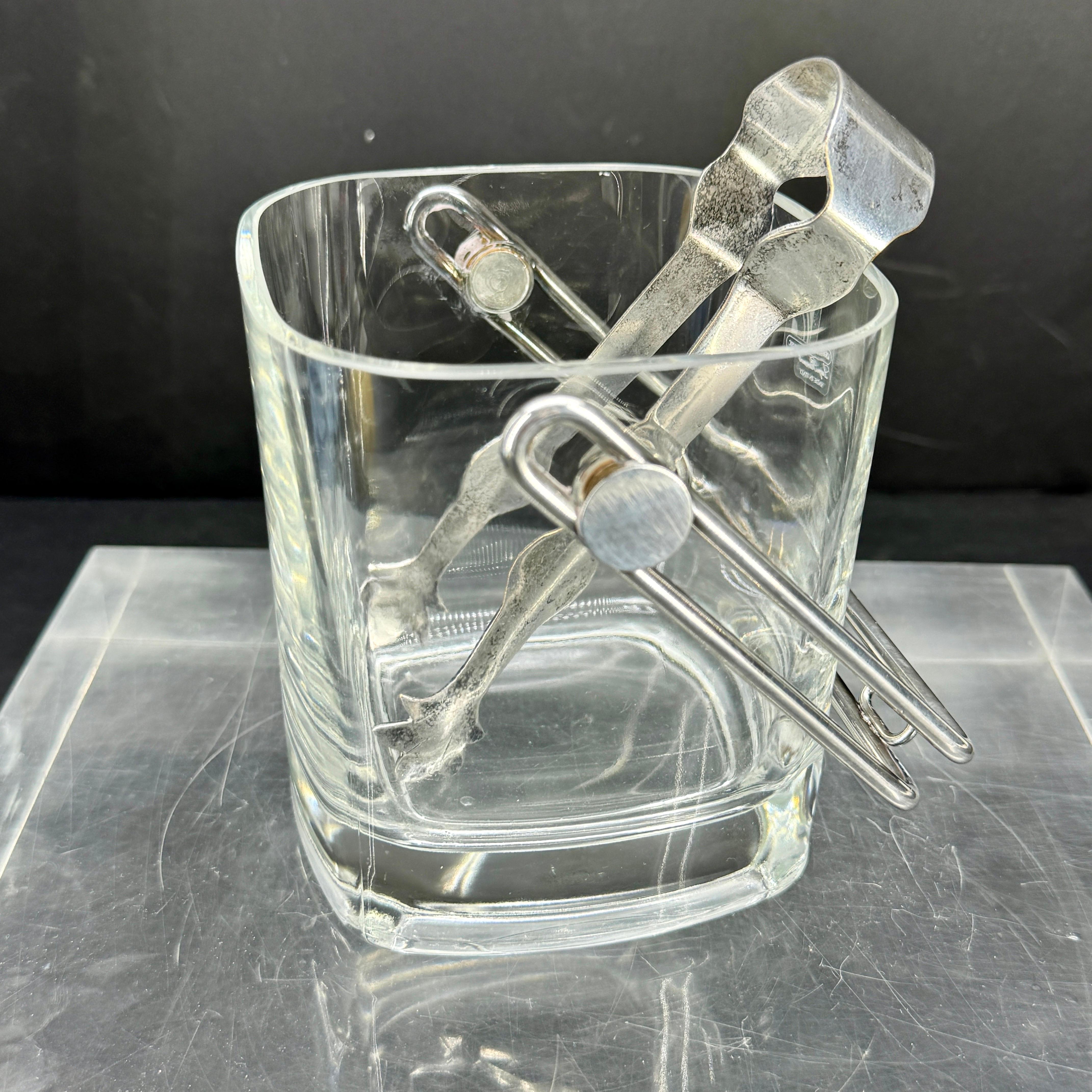 Mid-Century Italian Silver and Glass Ice Bucket by Luigi Bormioli. 13