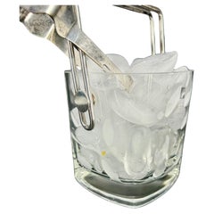 Mid-Century Italian Silver and Glass Ice Bucket by Luigi Bormioli.