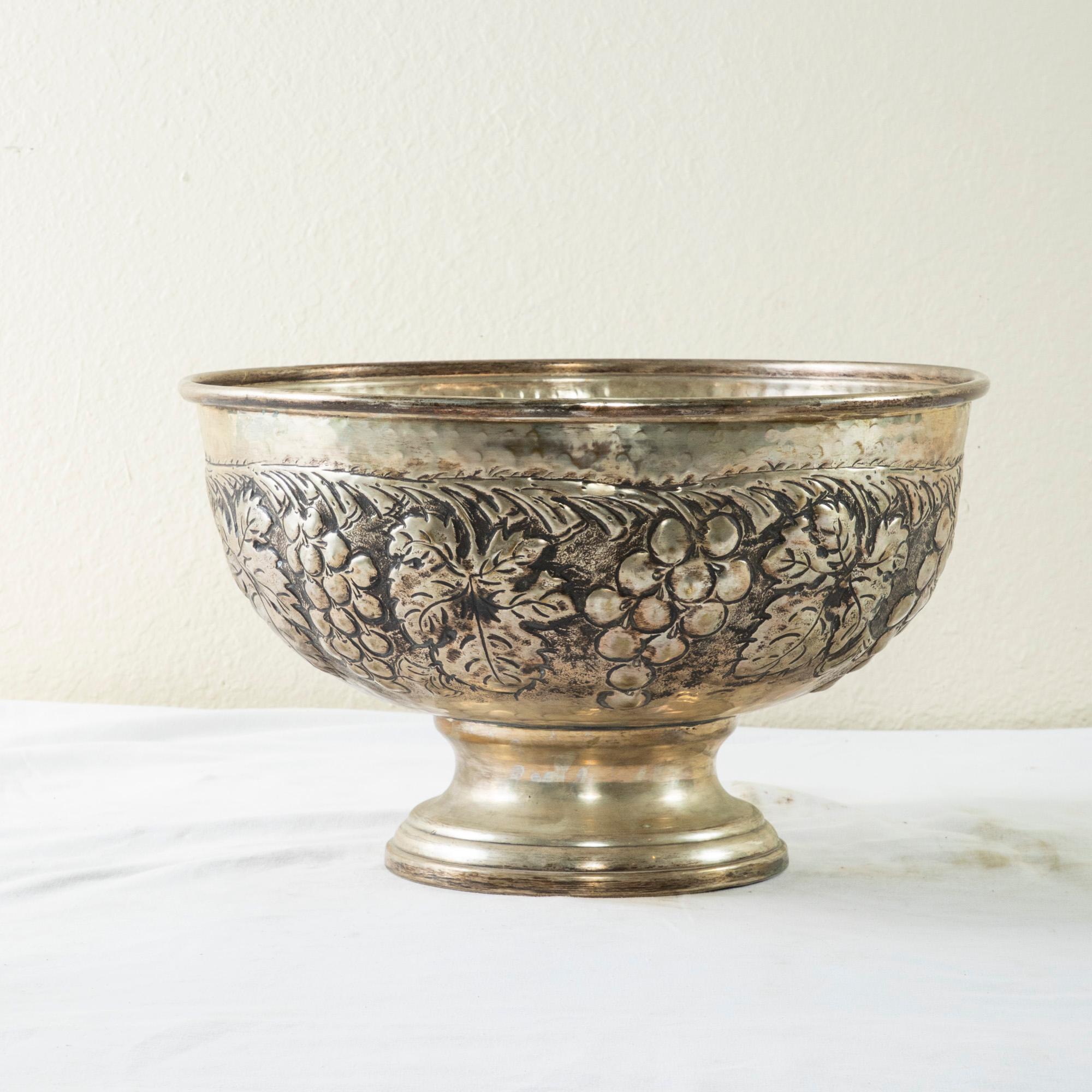 20th Century Mid-Century Italian Silver Plate Champagne Bucket with Grapes and Grape Leaves