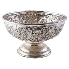 Vintage Mid-Century Italian Silver Plate Champagne Bucket with Grapes and Grape Leaves