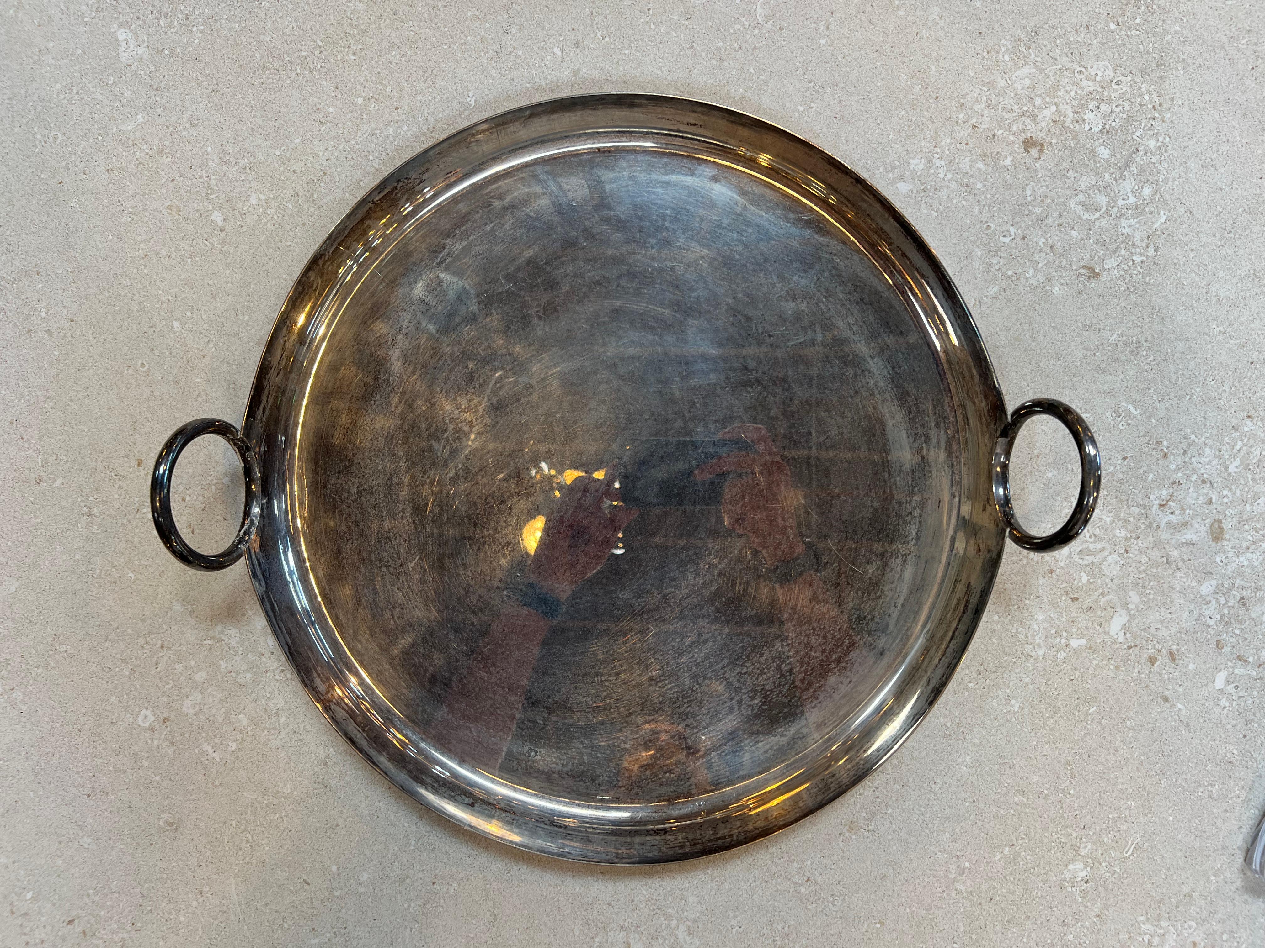 Mid Century Italian Silver Plated Round Bowl 1970s In Good Condition For Sale In Los Angeles, CA