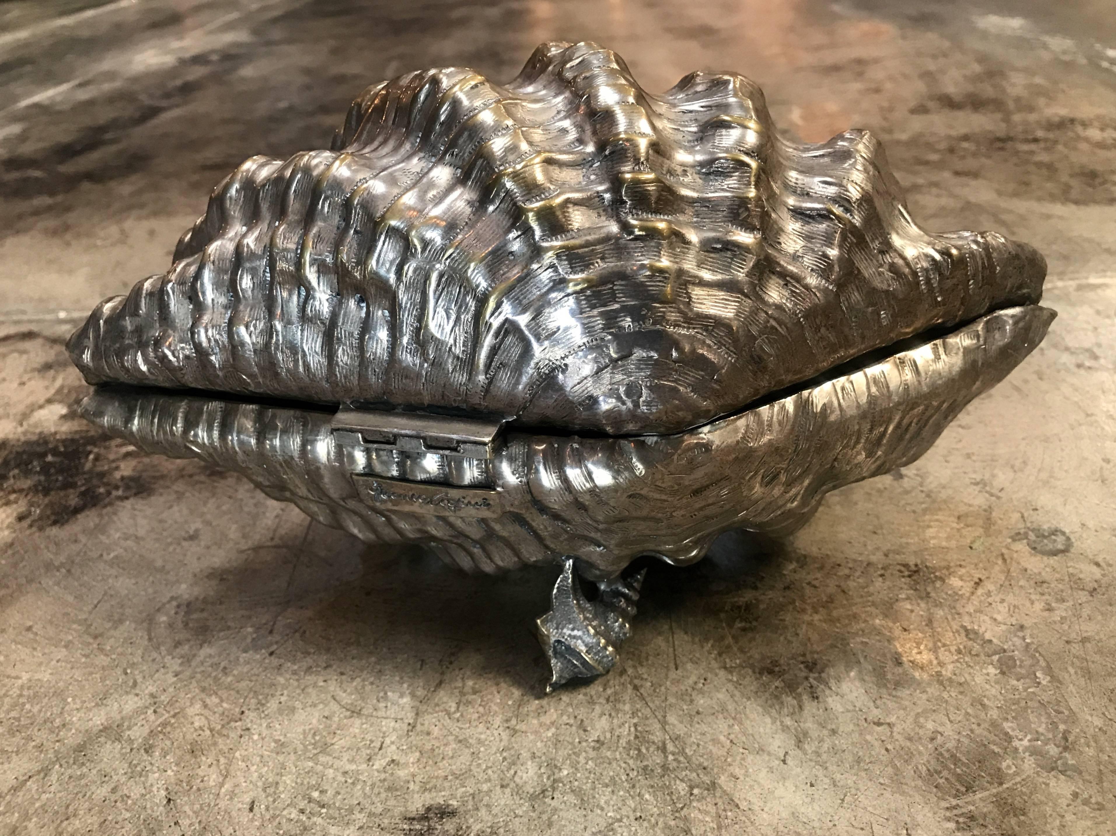 Mid-Century Modern Midcentury Italian Silver Shell, Signed by Franco Lagini