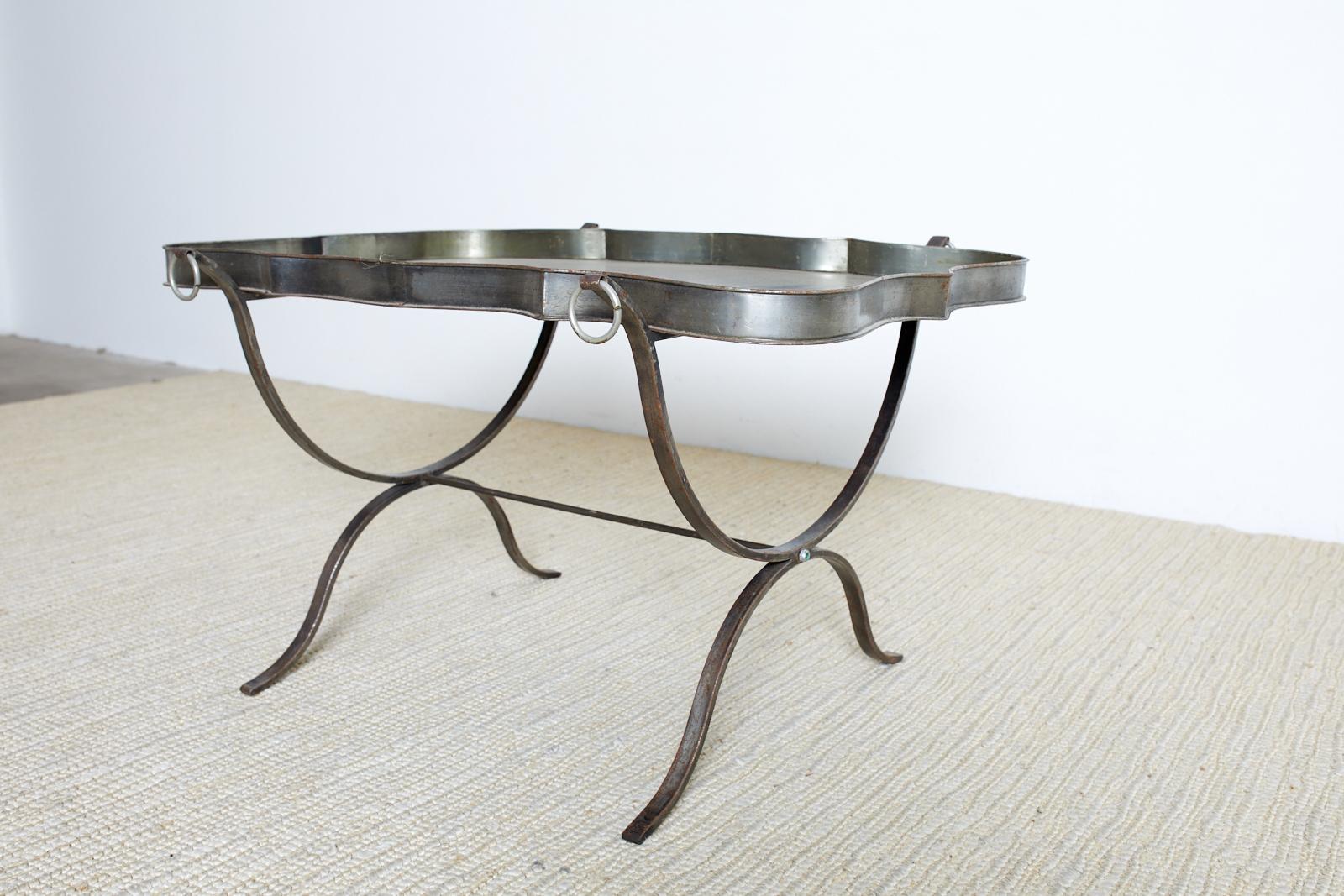 Mid-Century Modern Midcentury Italian Silvered Metal Tole Tray Table