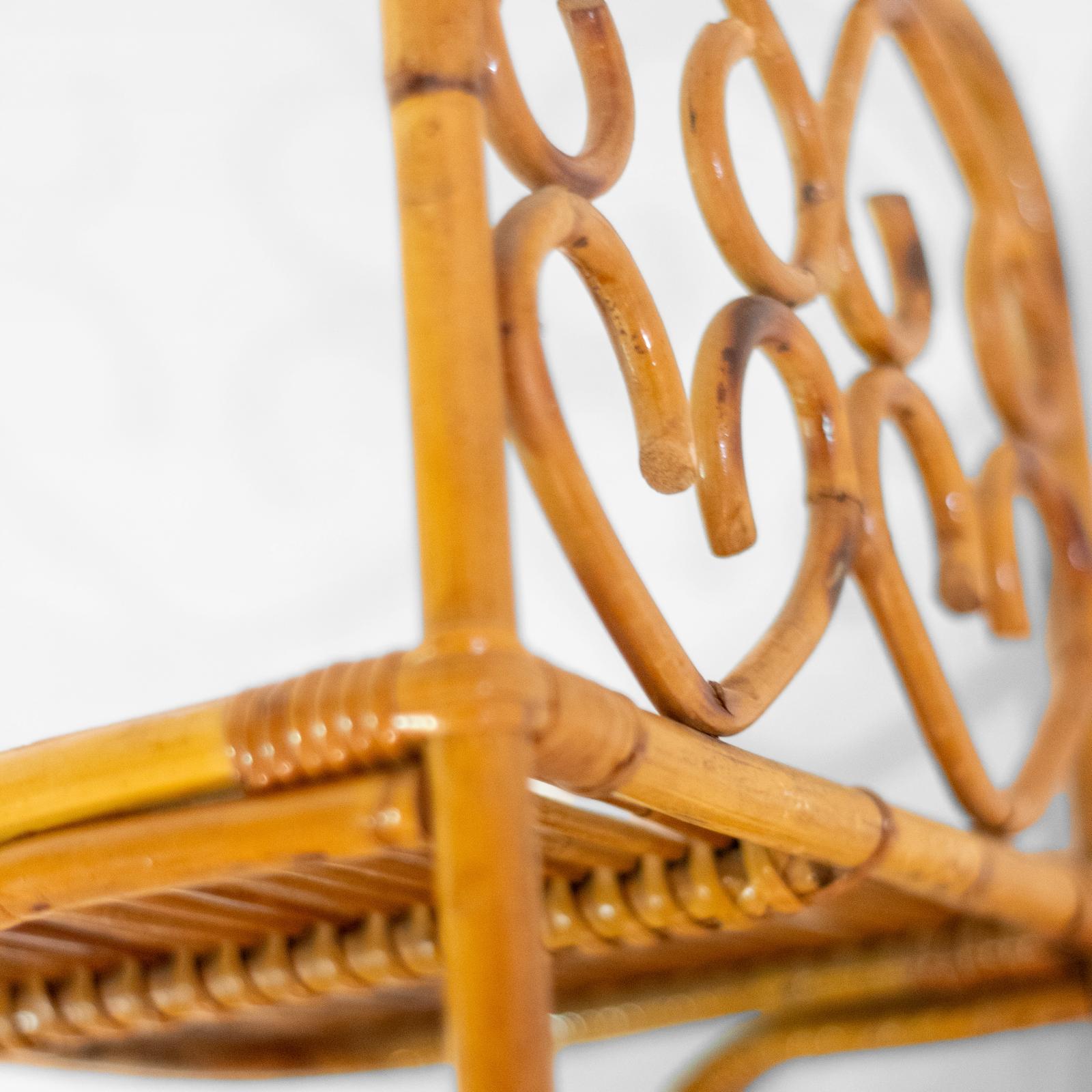 Piccola libreria italiana di metà secolo in bambù e rattan, anni '60 in vendita 2