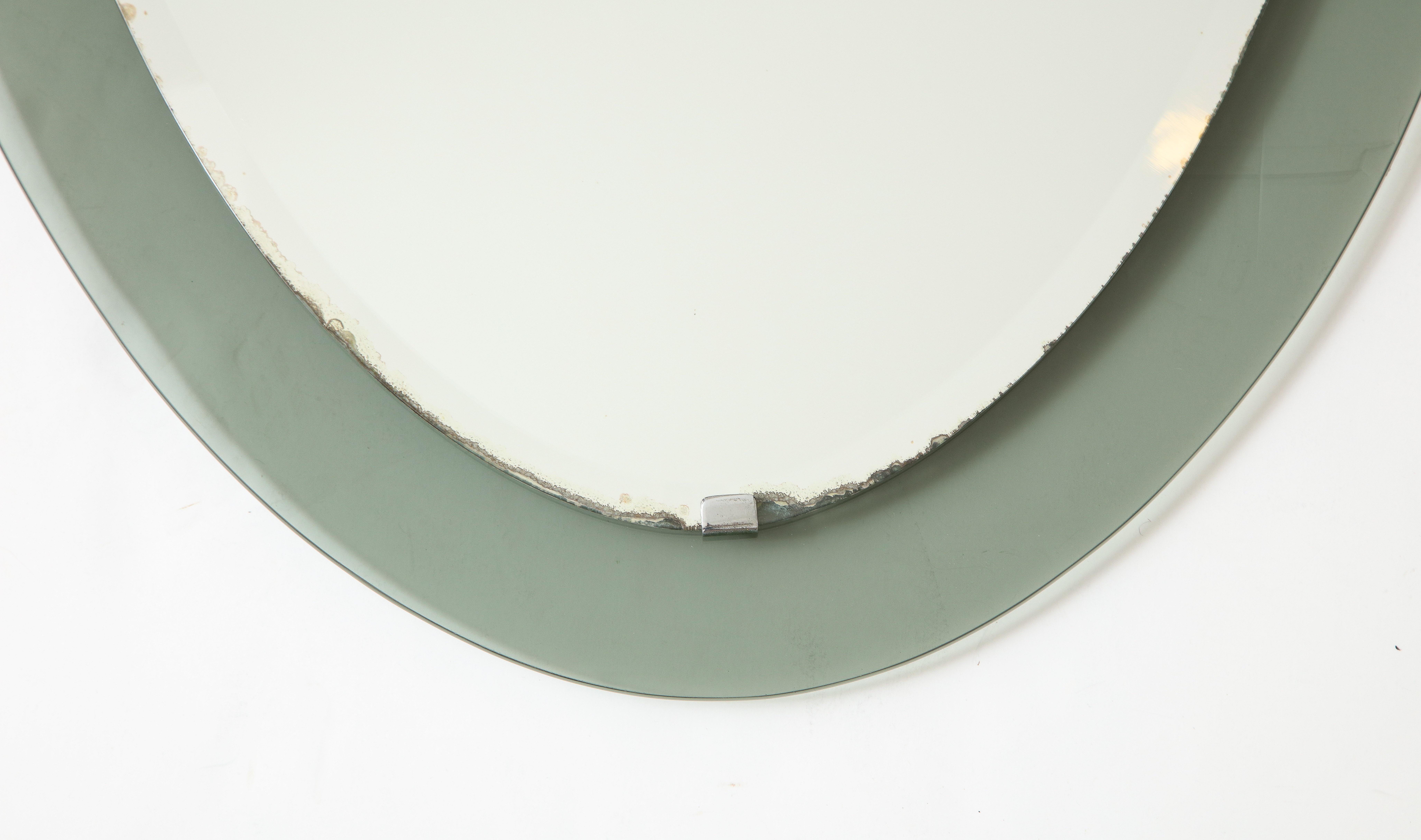 Midcentury Italian Smoked Glass Shield Mirror, Cristal Arte 3