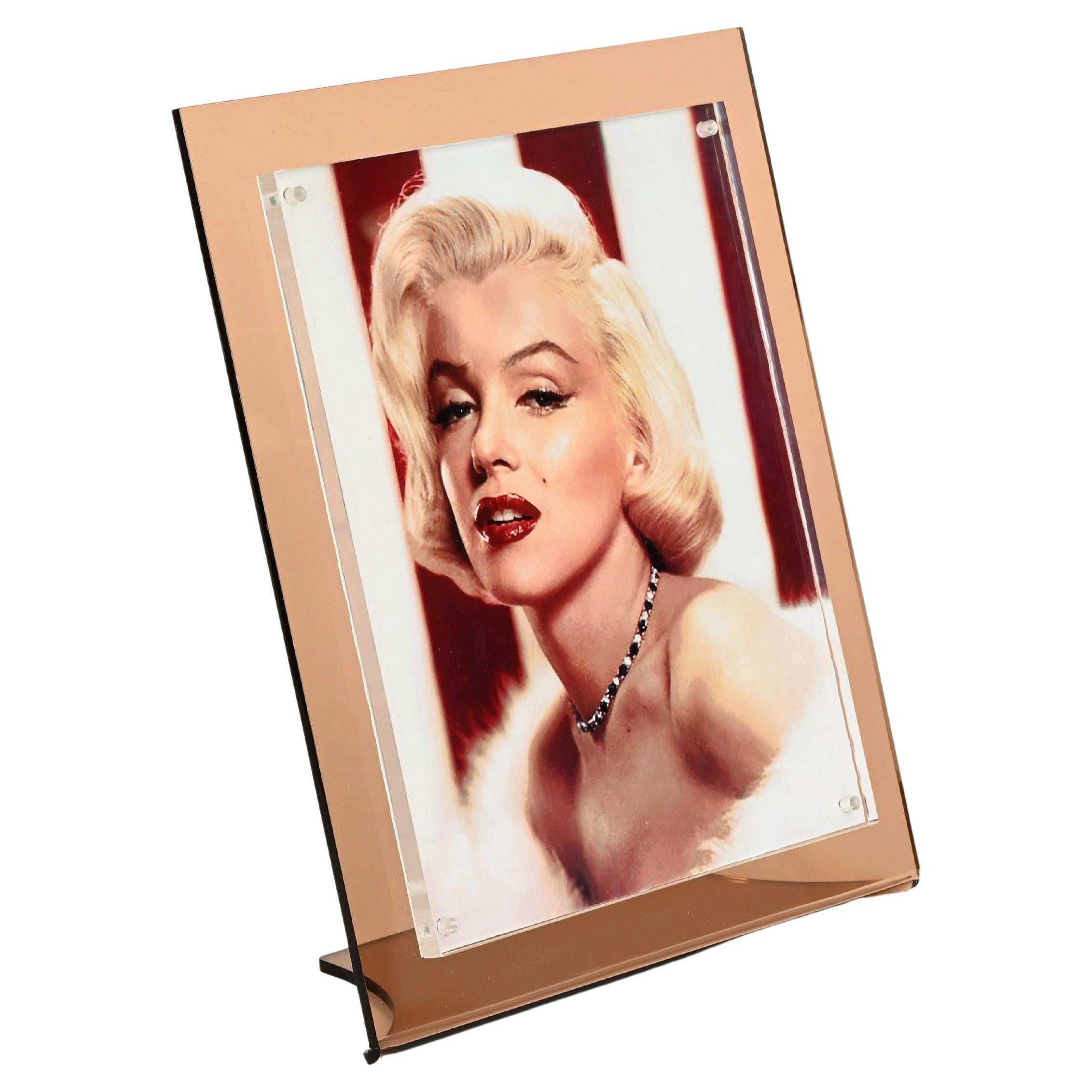 Mid-Century Italian Smoked Pink Lucite Photo Frame, Dior Home, 1970s For Sale