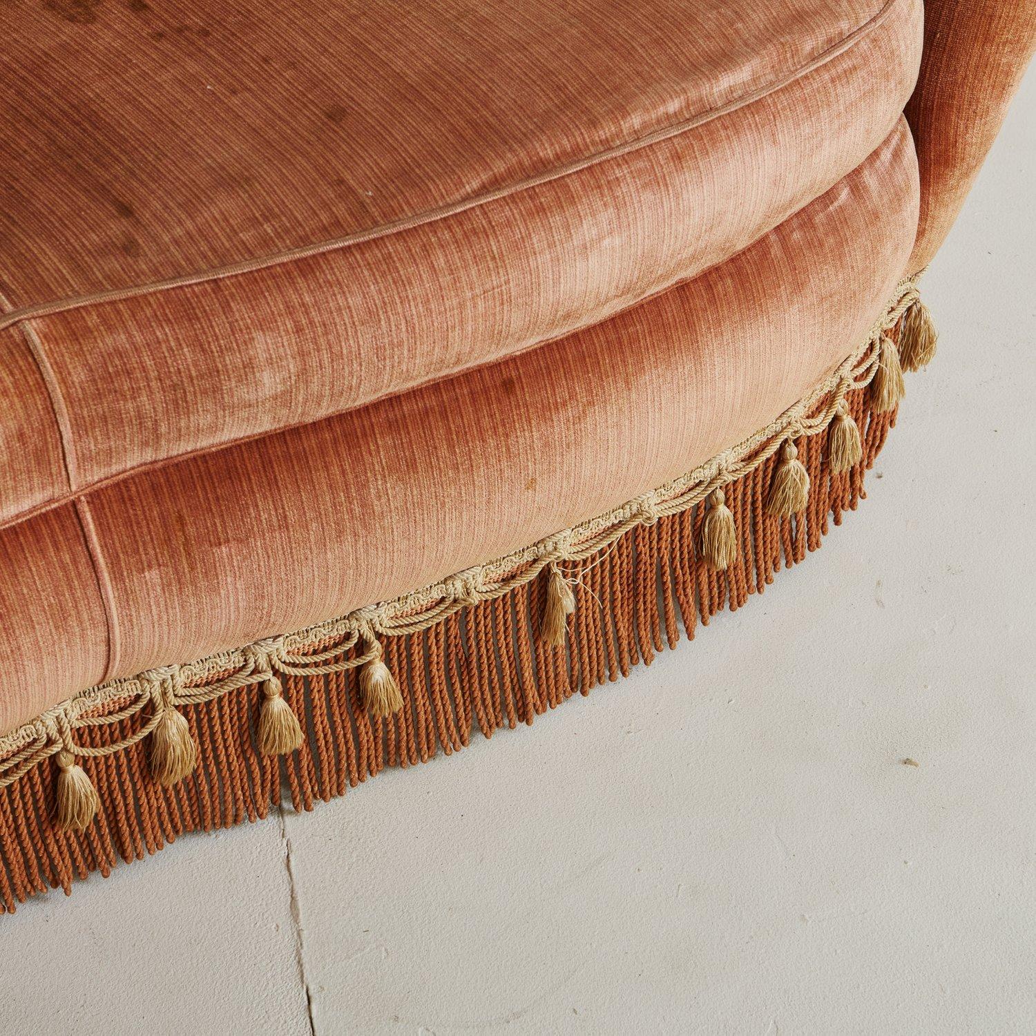 20th Century Mid-Century Italian Sofa in Original Pink Velvet Upholstery