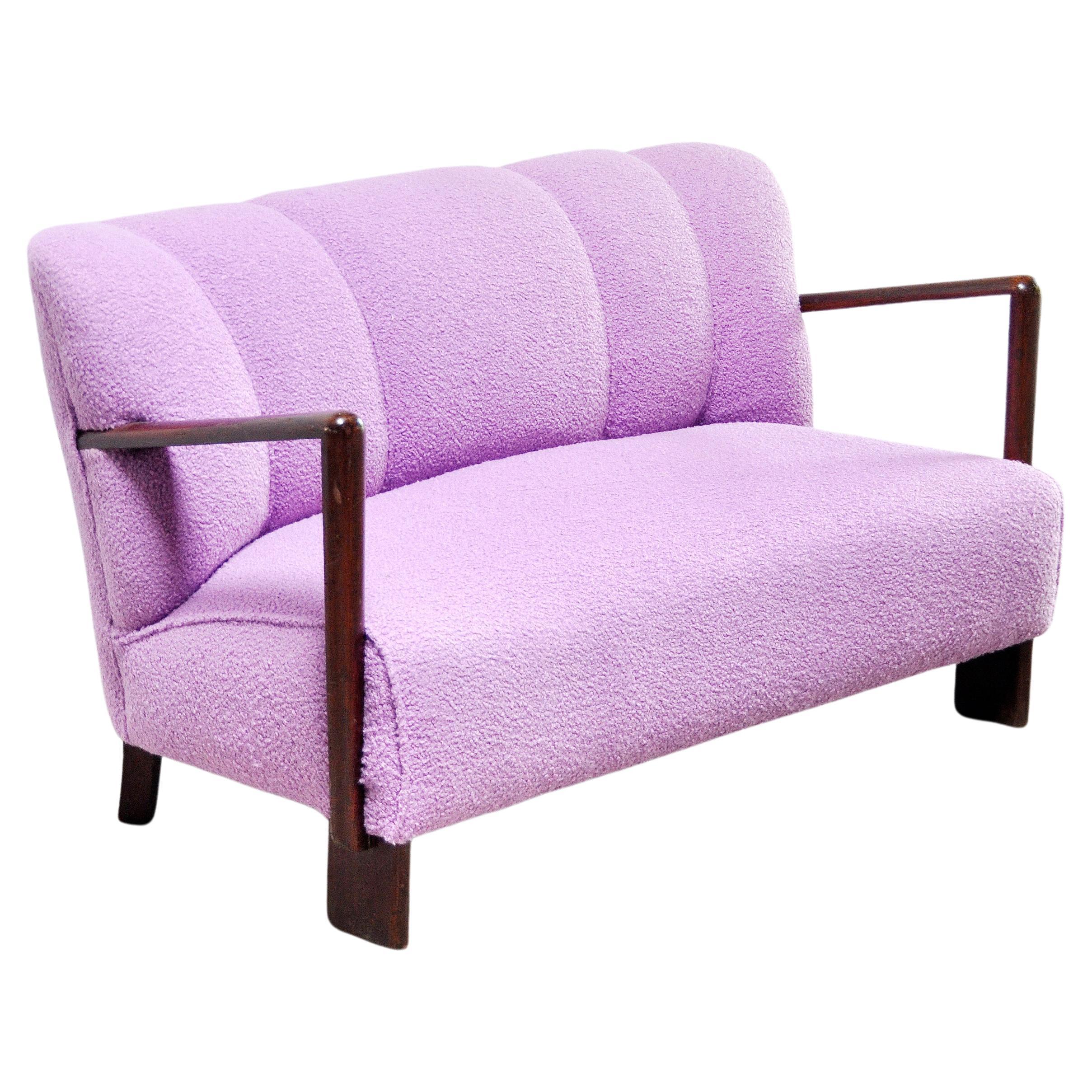 Mid-Century Italian Sofa in Purple Bouclé Wool, 1950s For Sale