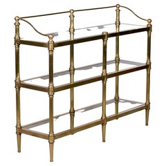 Mid Century Italian Solid Brass and Glass Three Shelf Etagere