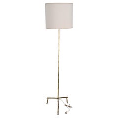 Mid-Century Italian Solid Brass Faux Bamboo Floor Lamp, 1960s