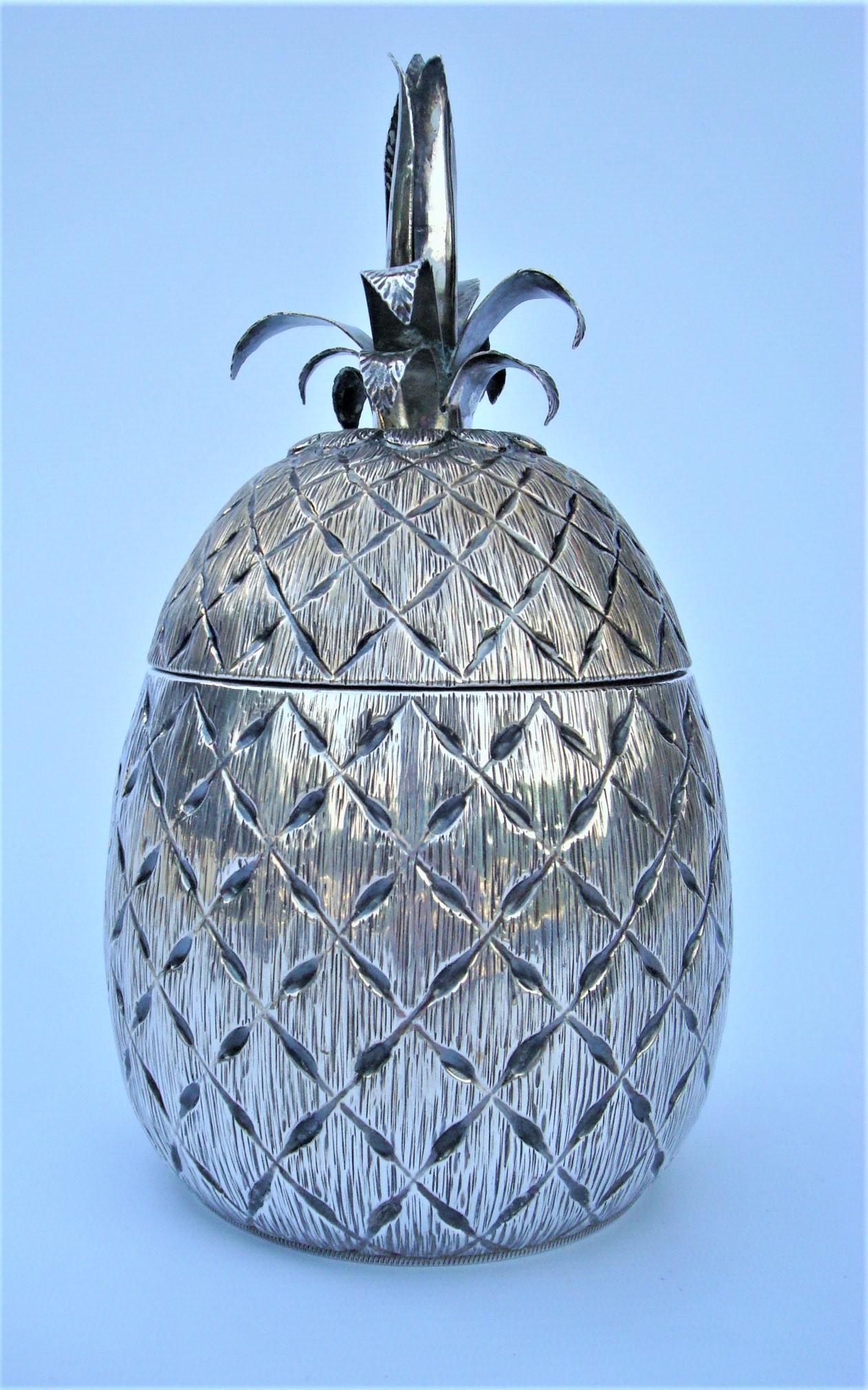 Mid-Century Italian Solid Hand Made Silver Pineapple Ice Bucket, c.1950 1
