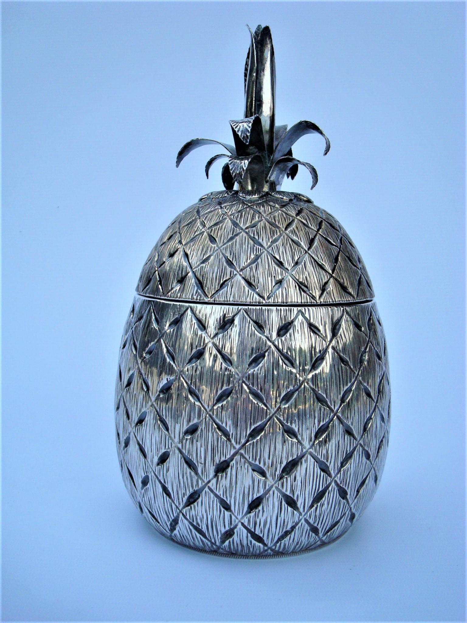 Mid-Century Italian Solid Hand Made Silver Pineapple Ice Bucket, c.1950 2