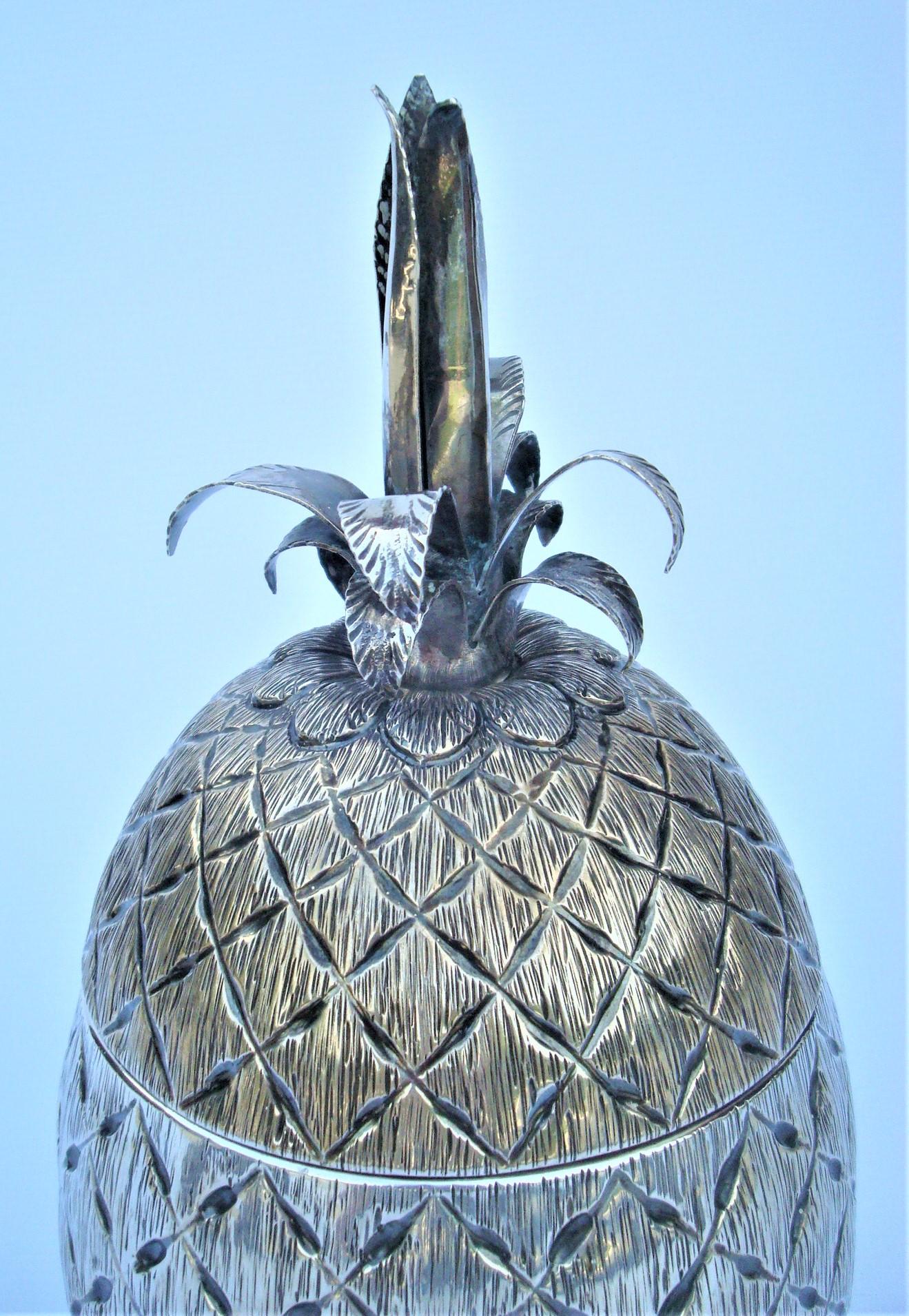 Mid-Century Italian Solid Hand Made Silver Pineapple Ice Bucket, c.1950 3