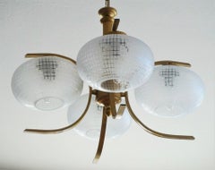 Midcentury Italian Space Age Four-Light Chandelier, Pendantc