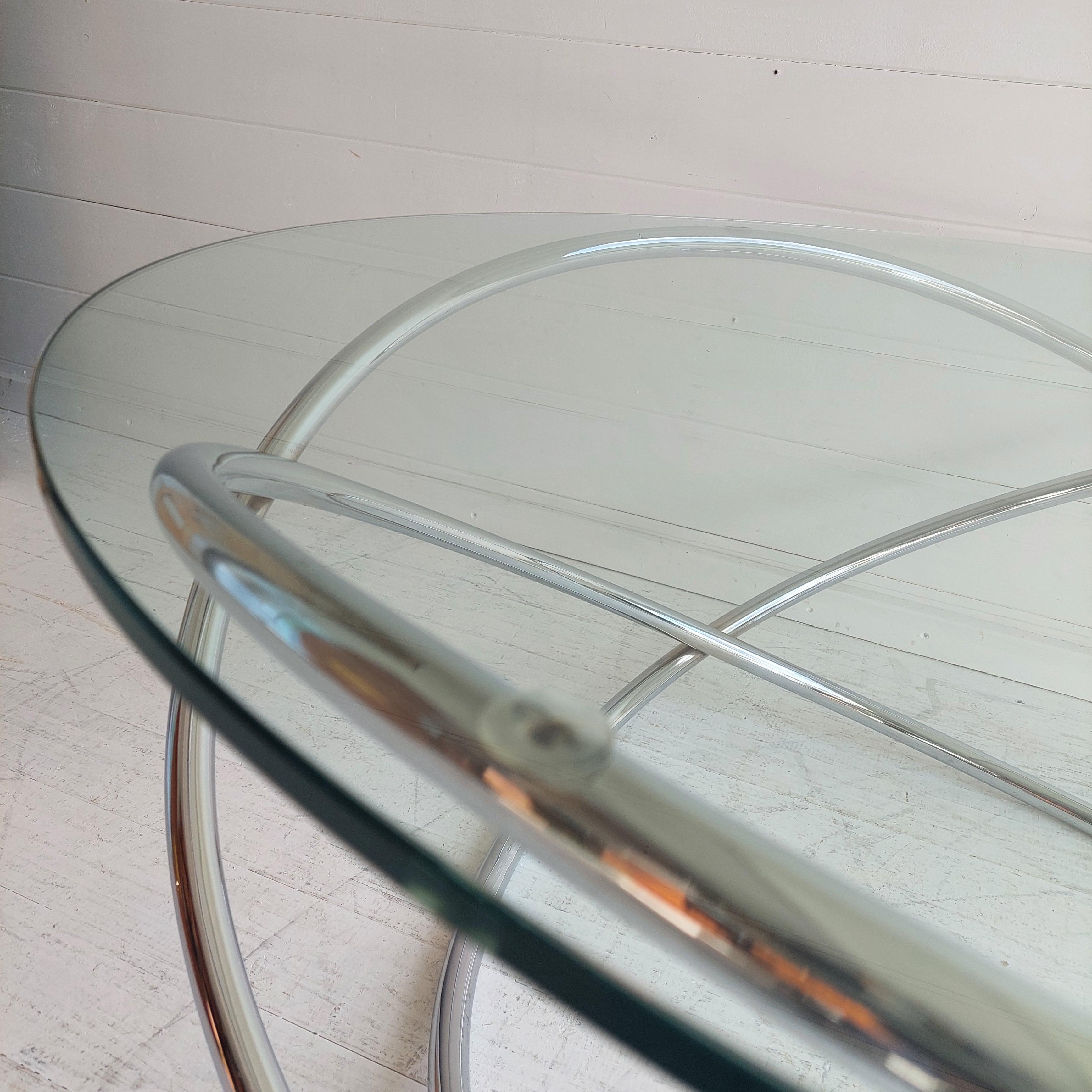 Midcentury Italian Space Age Glass and Chrome Spiral Base Coffee Table, 1970s 7