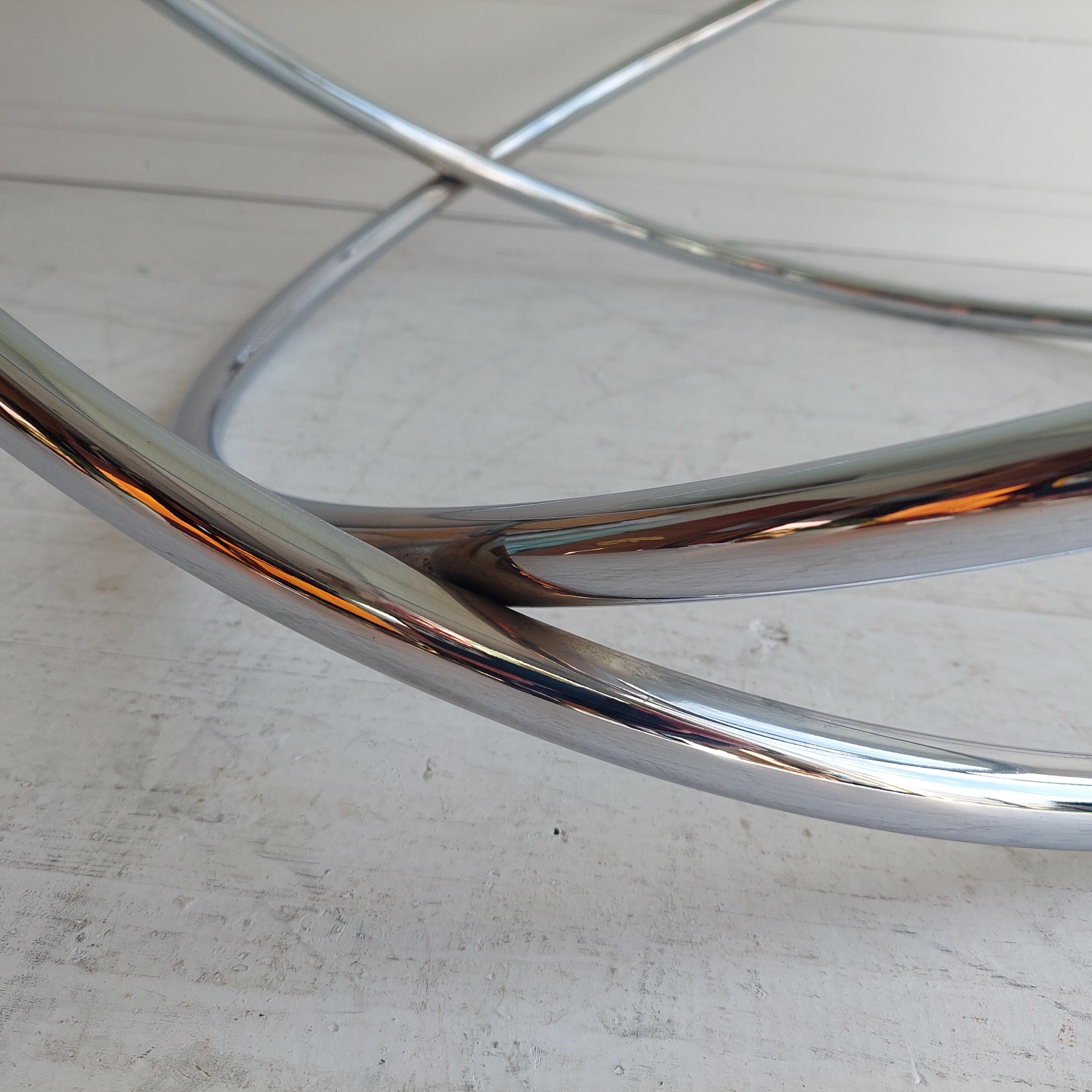Midcentury Italian Space Age Glass and Chrome Spiral Base Coffee Table, 1970s 8