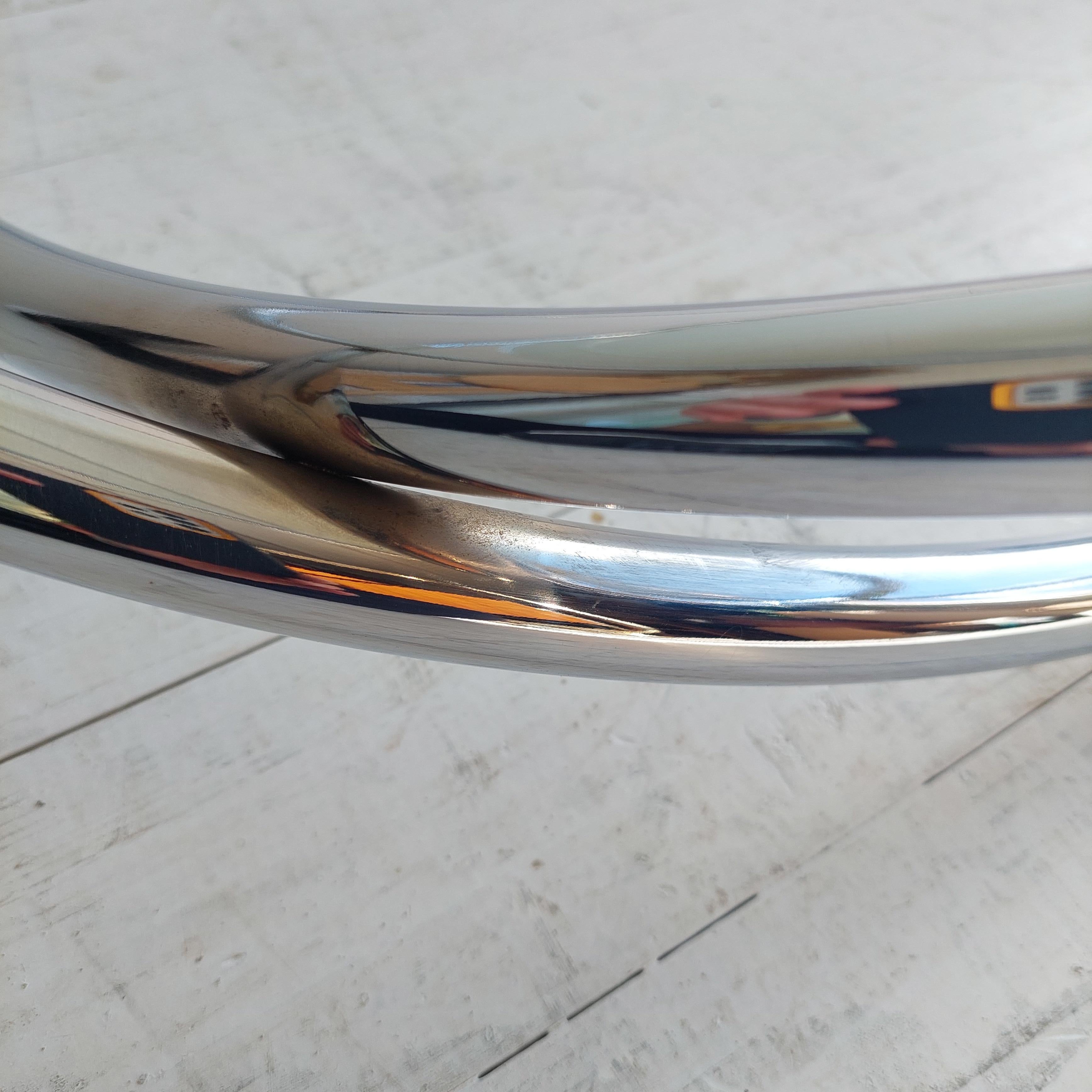 Midcentury Italian Space Age Glass and Chrome Spiral Base Coffee Table, 1970s 11