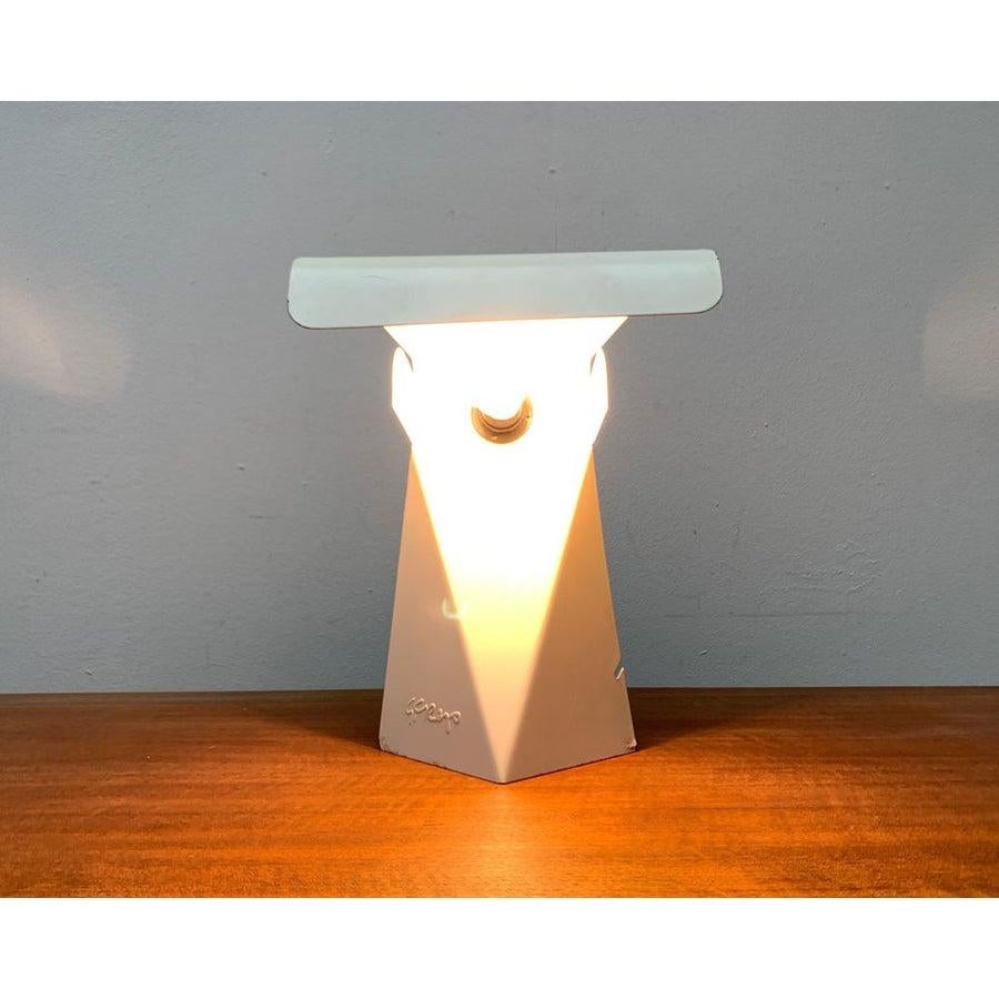 Mid-Century Modern Mid-Century Italian Space Age Minimalist Tole Table Lamp by G. Grego, 1960s For Sale