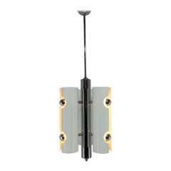 Vintage Mid-Century Italian Space Age Pendant Light in Chrome and White Lacquered Metal