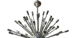 Mid-Century Italian Sputnik Chandelier in Chrome & Brushed Steel, 1970's.