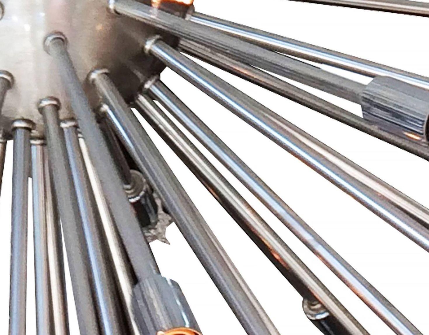 Lampadario Sputnik italiano di metà secolo in cromo e acciaio spazzolato, anni '70. In condizioni buone in vendita a Los Angeles, CA