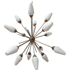 Mid-Century Italian
Sputnik
Opaline Glass and Brass Chandelier Mid-Century Italian
Sputnik
Opaline Glass and Brass Chandelier