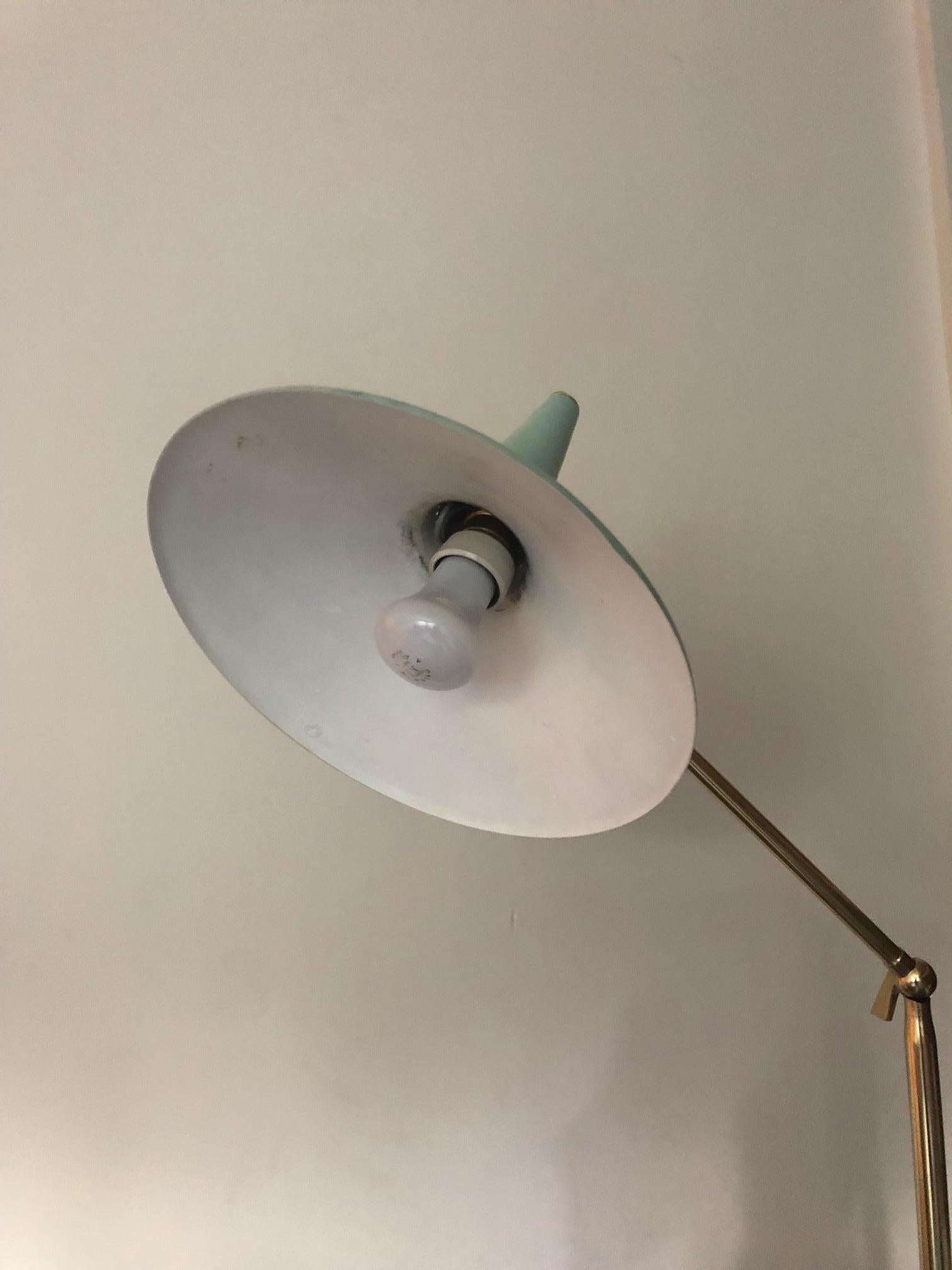 European Midcentury Italian Standing Floor Lamp with Metal Shade For Sale