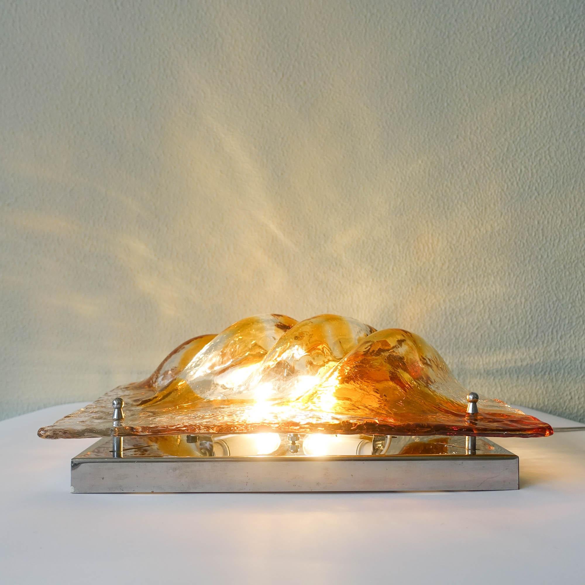 Mid-Century Modern Mid-Century Italian Steel and Glass Sconce from Mazzega, 1960s