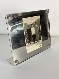 Portafotos italiano de acero y plexiglás de mediados de siglo, años 70